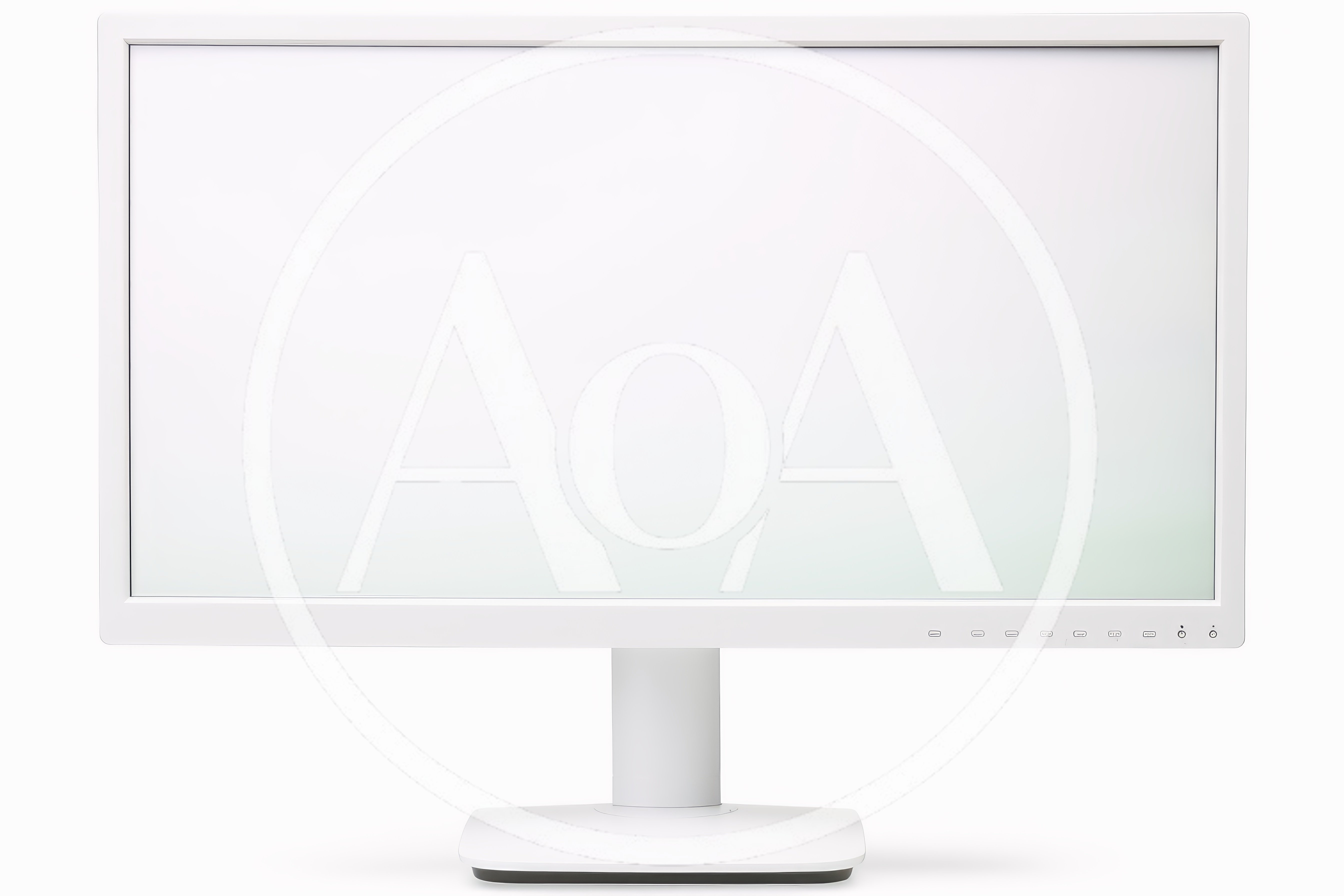 White Computer Monitor With Blank Screen