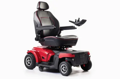 Modern Red Electric Power Wheelchair Studio Shot