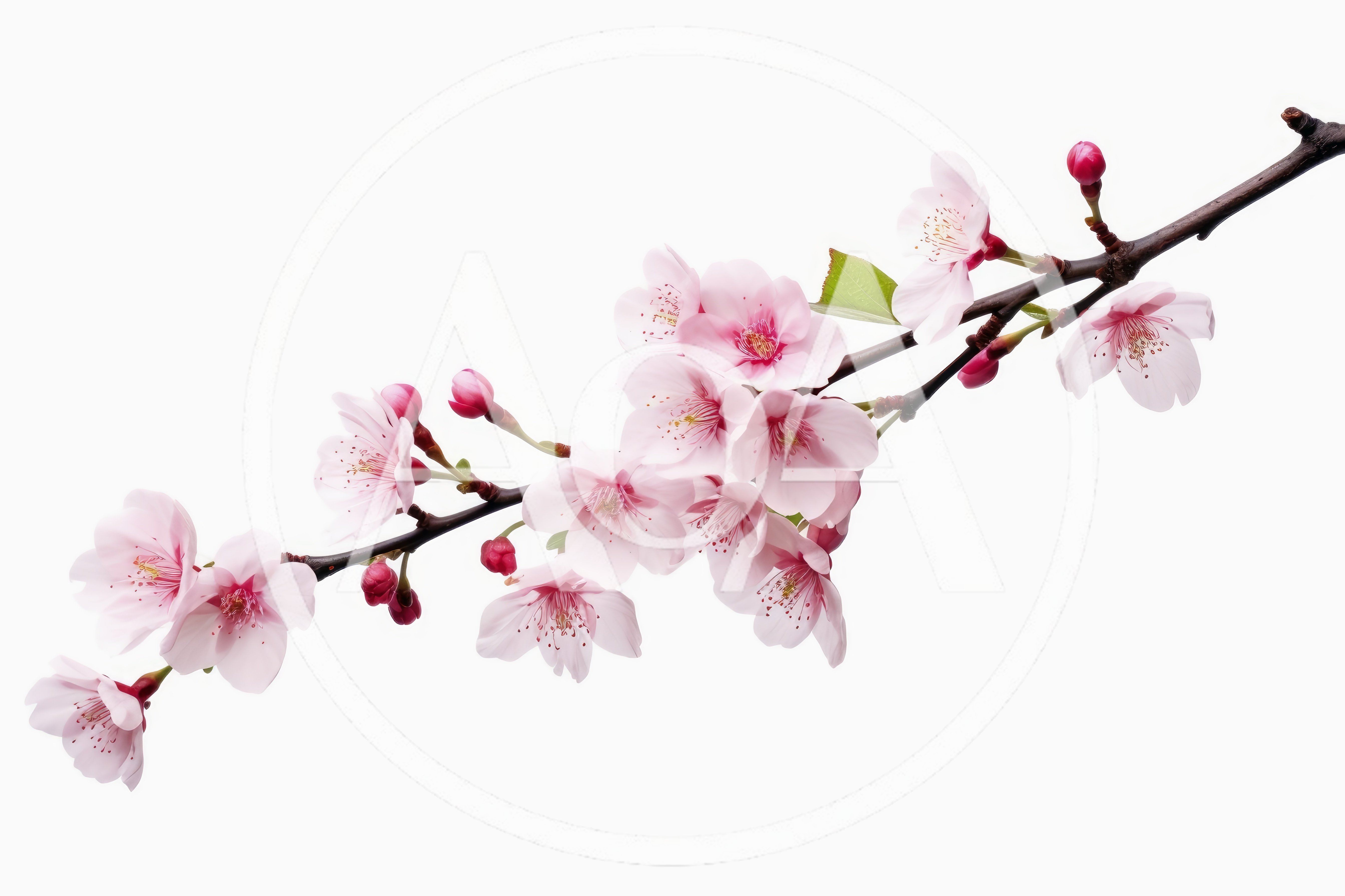Cherry Blossom Branch With Pink Flowers