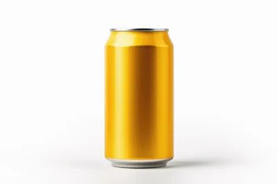 Blank Yellow Aluminum Beverage Can Isolated On White