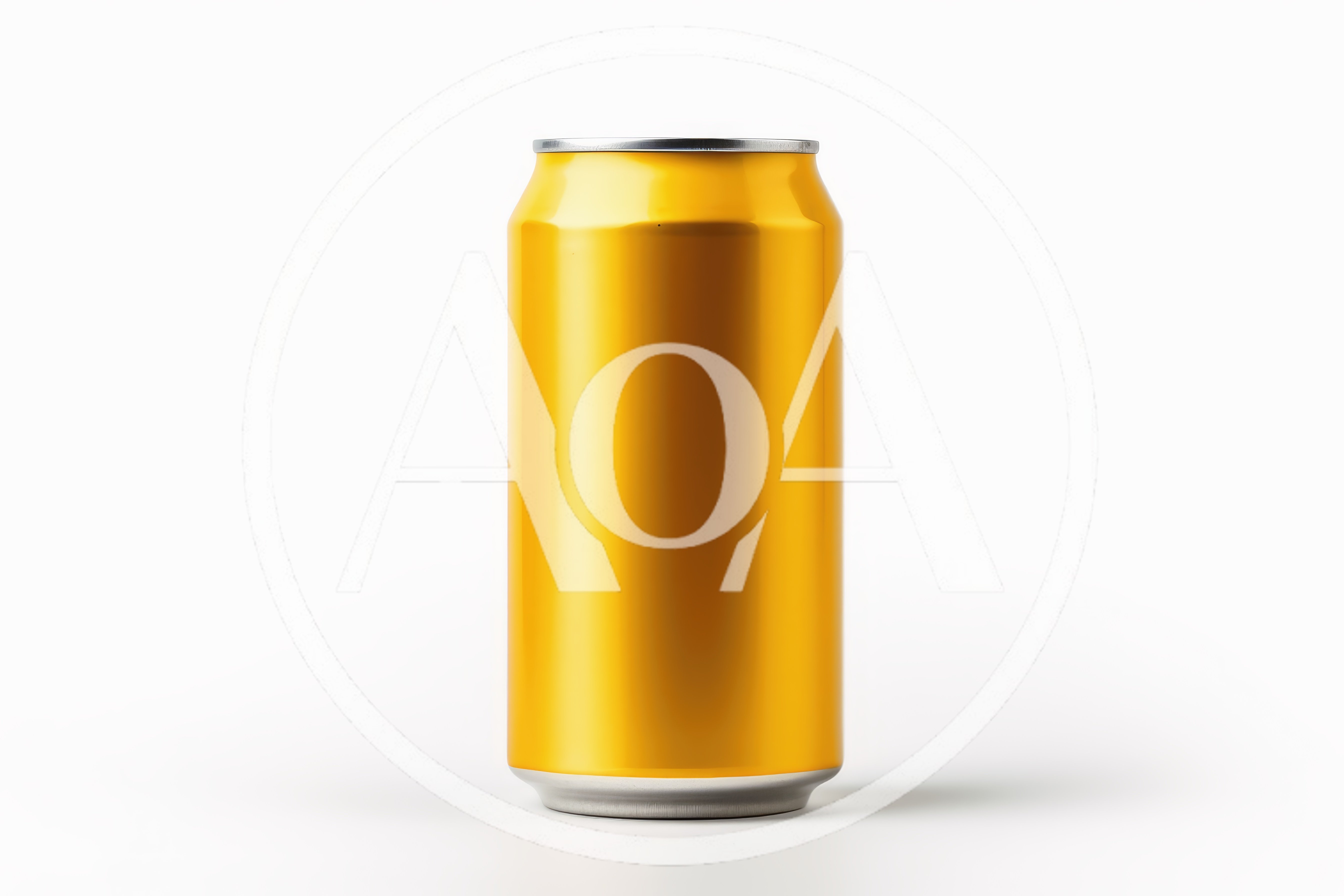 Blank Yellow Aluminum Beverage Can Isolated On White