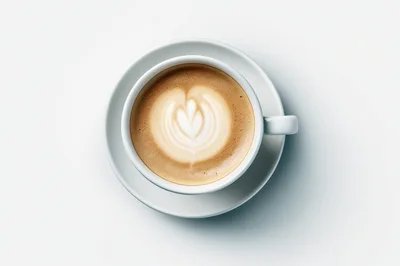 Top Down View Of A Latte With Heart Art