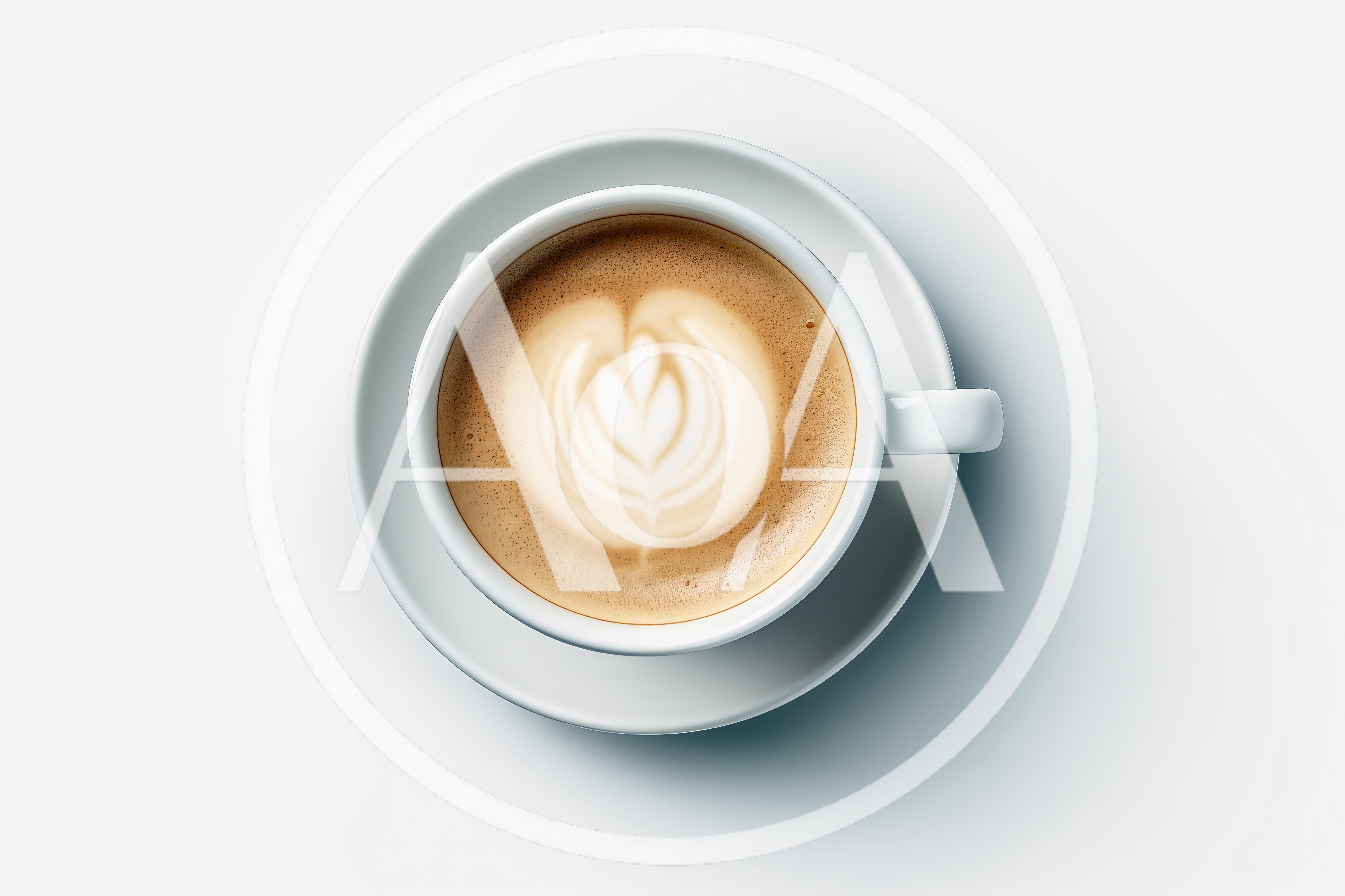 Top Down View Of A Latte With Heart Art