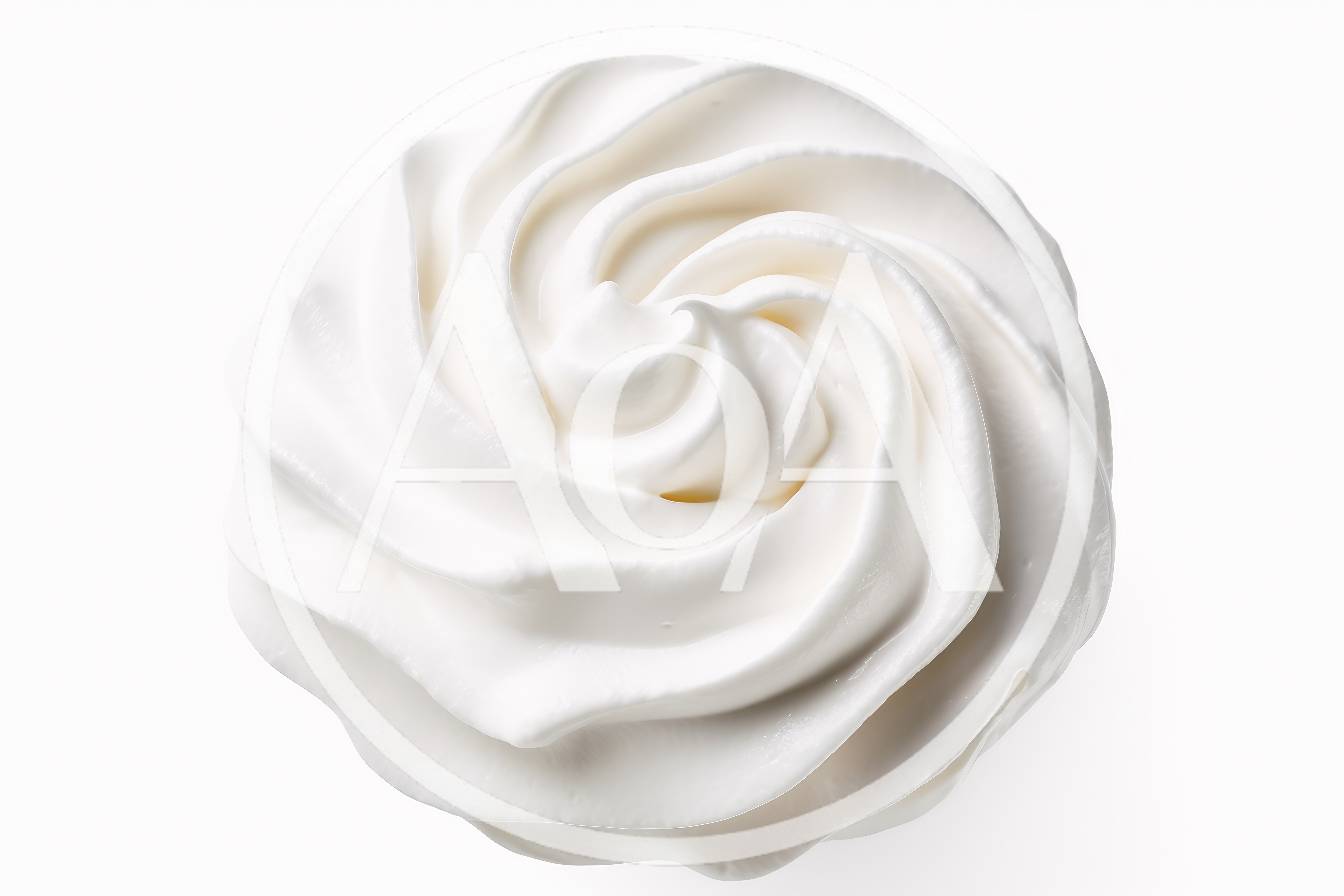 Swirled Whipped Cream Topping Isolated On White