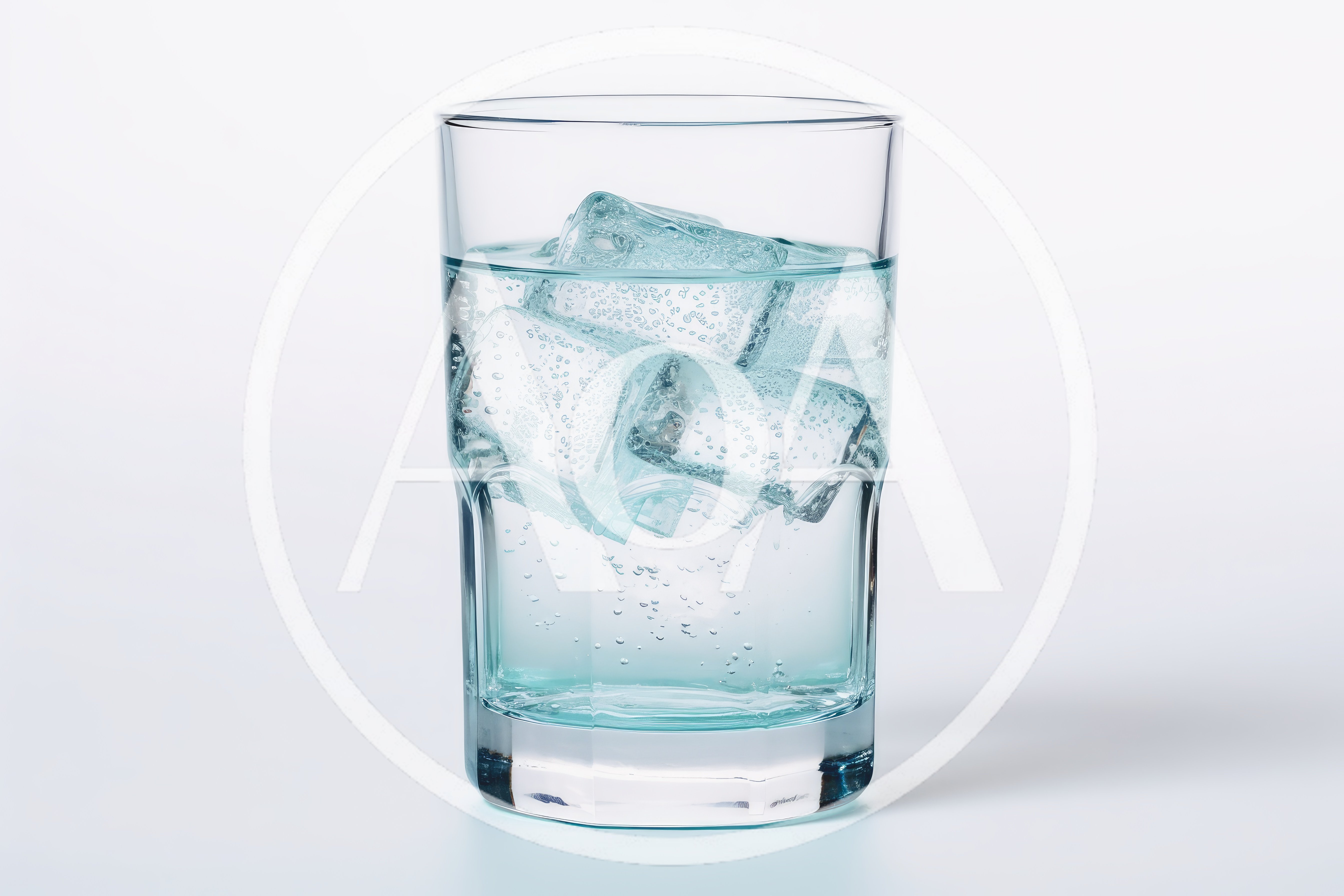 Glass Of Sparkling Water With Ice Cubes