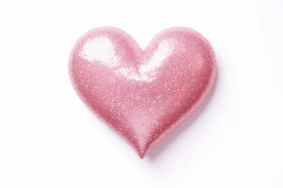 Pink Glittery Heart Shape Isolated On White