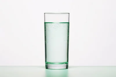 Glass Of Sparkling Water On White Background