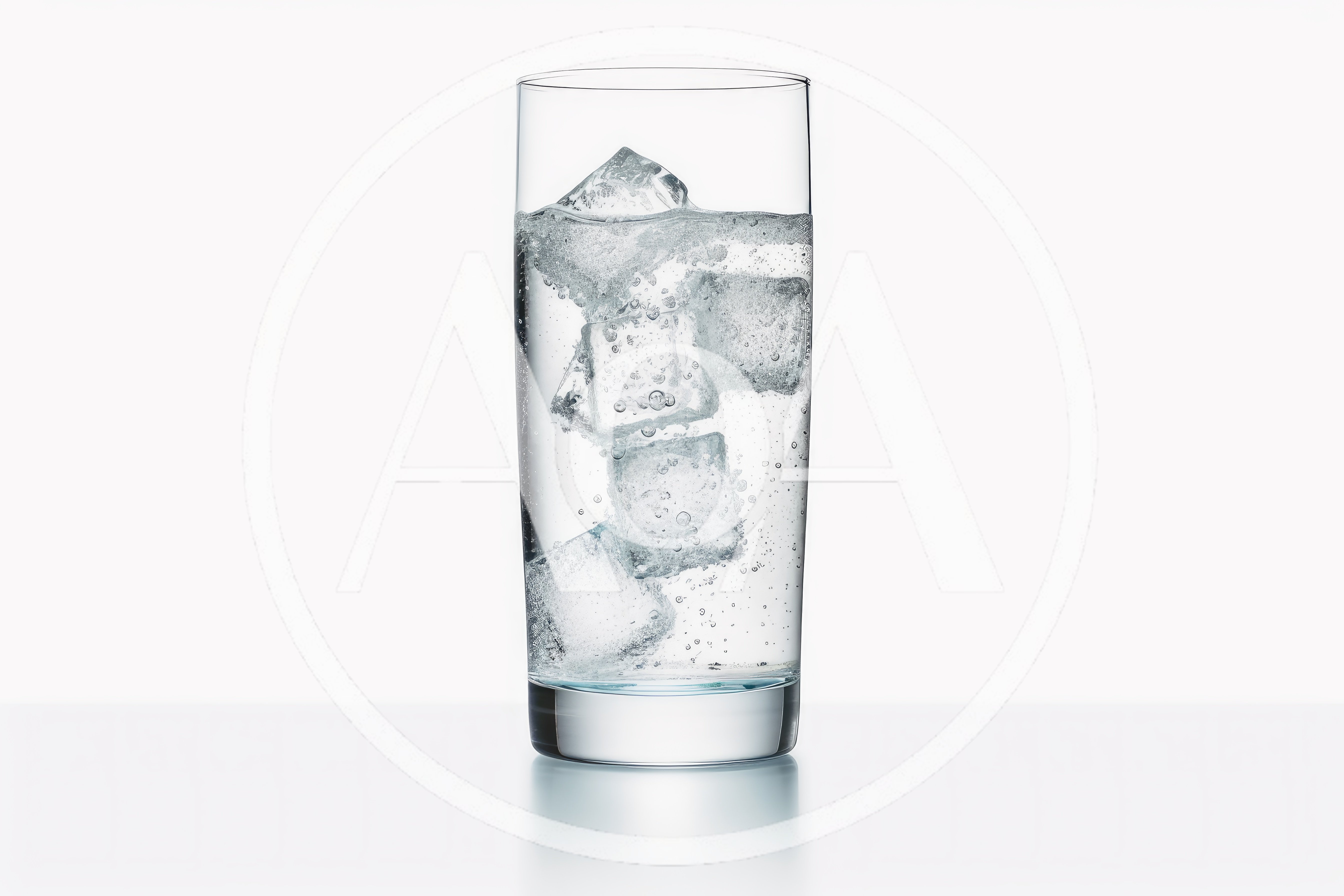 Glass Of Sparkling Water With Ice Cubes