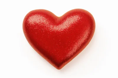 Red Glittery Heart Shape Isolated On White Background