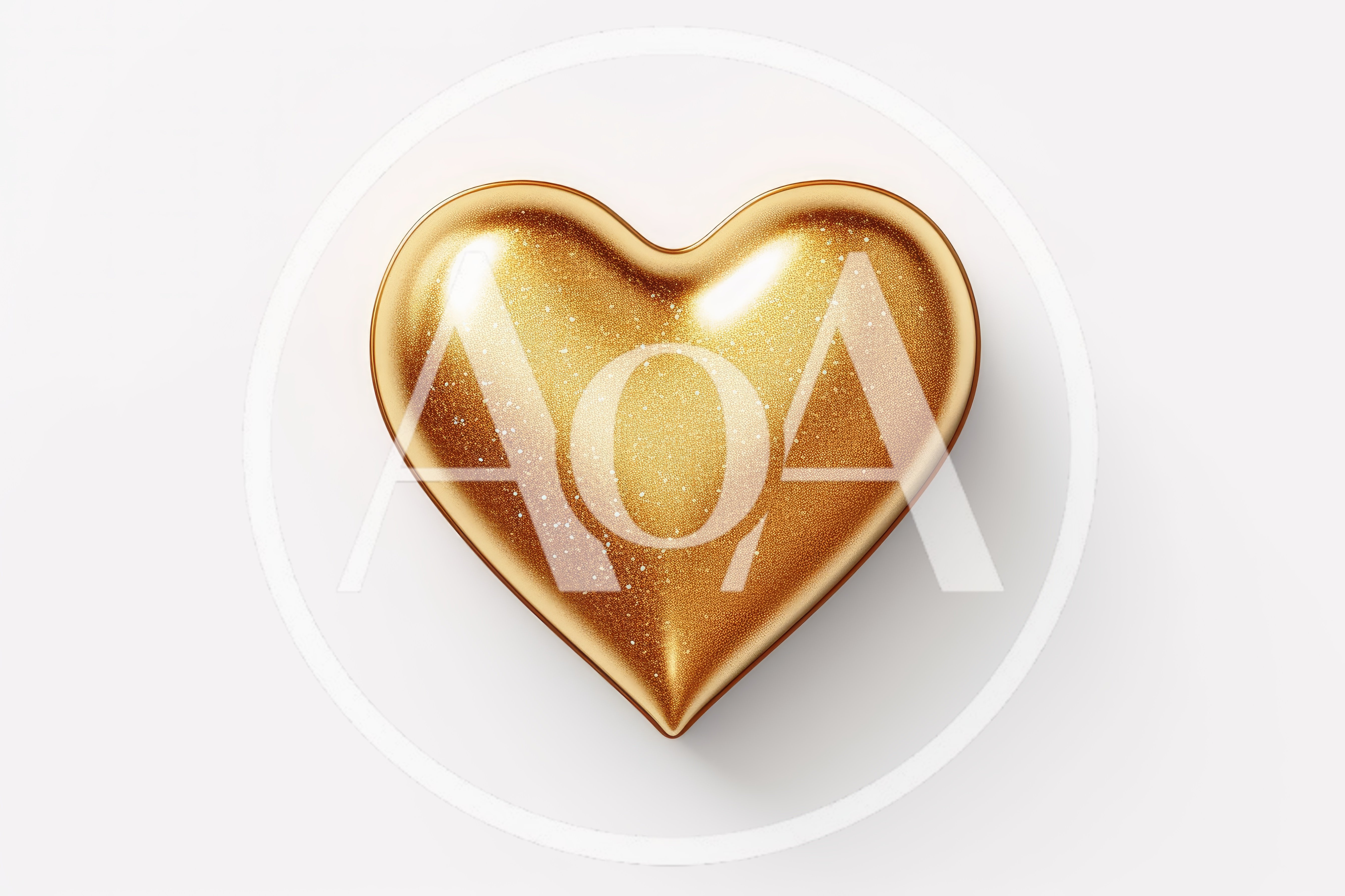 Golden Heart Shape With Glitter Texture