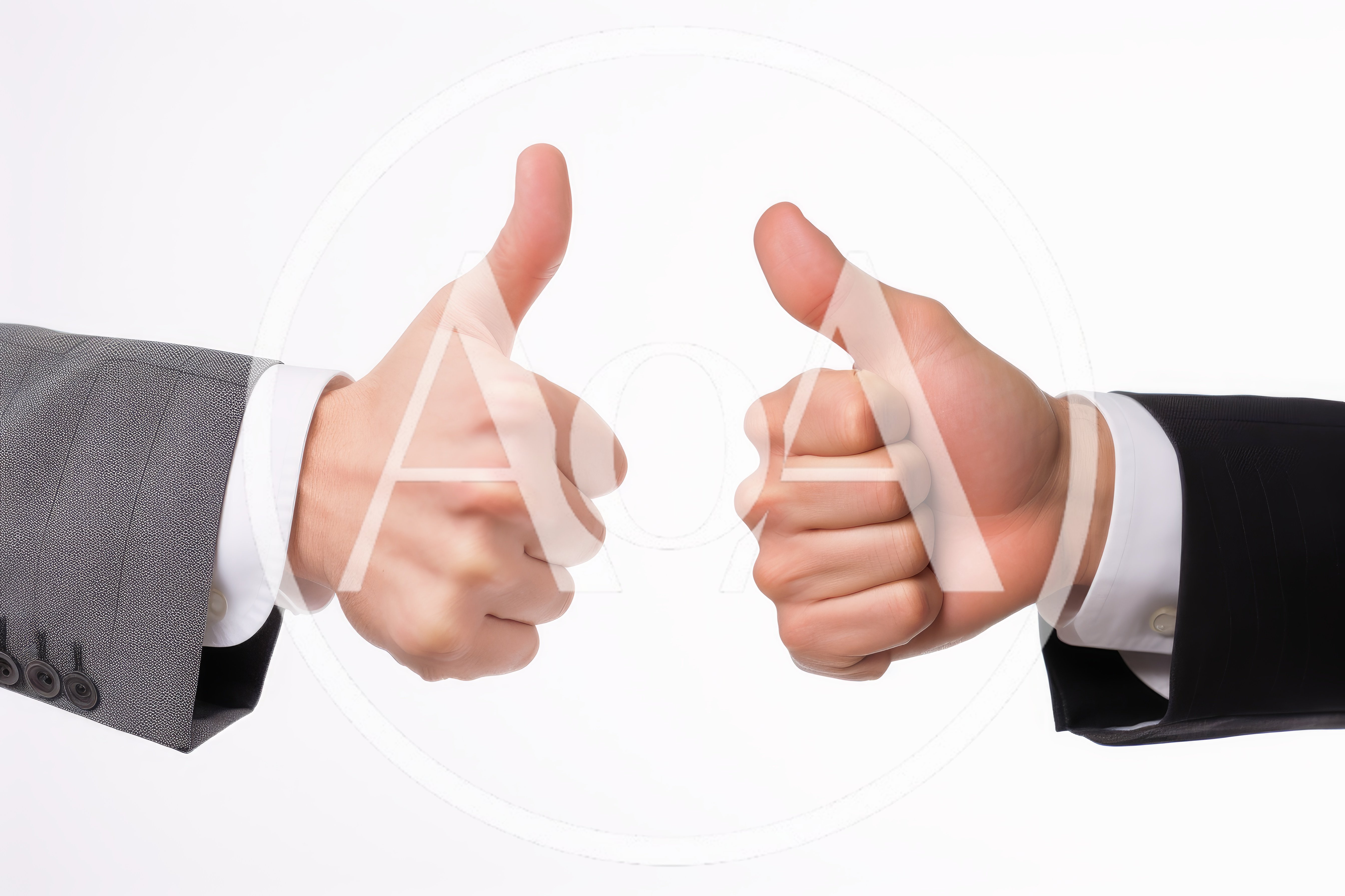 Two Businessmen Giving Thumbs Up Gestures