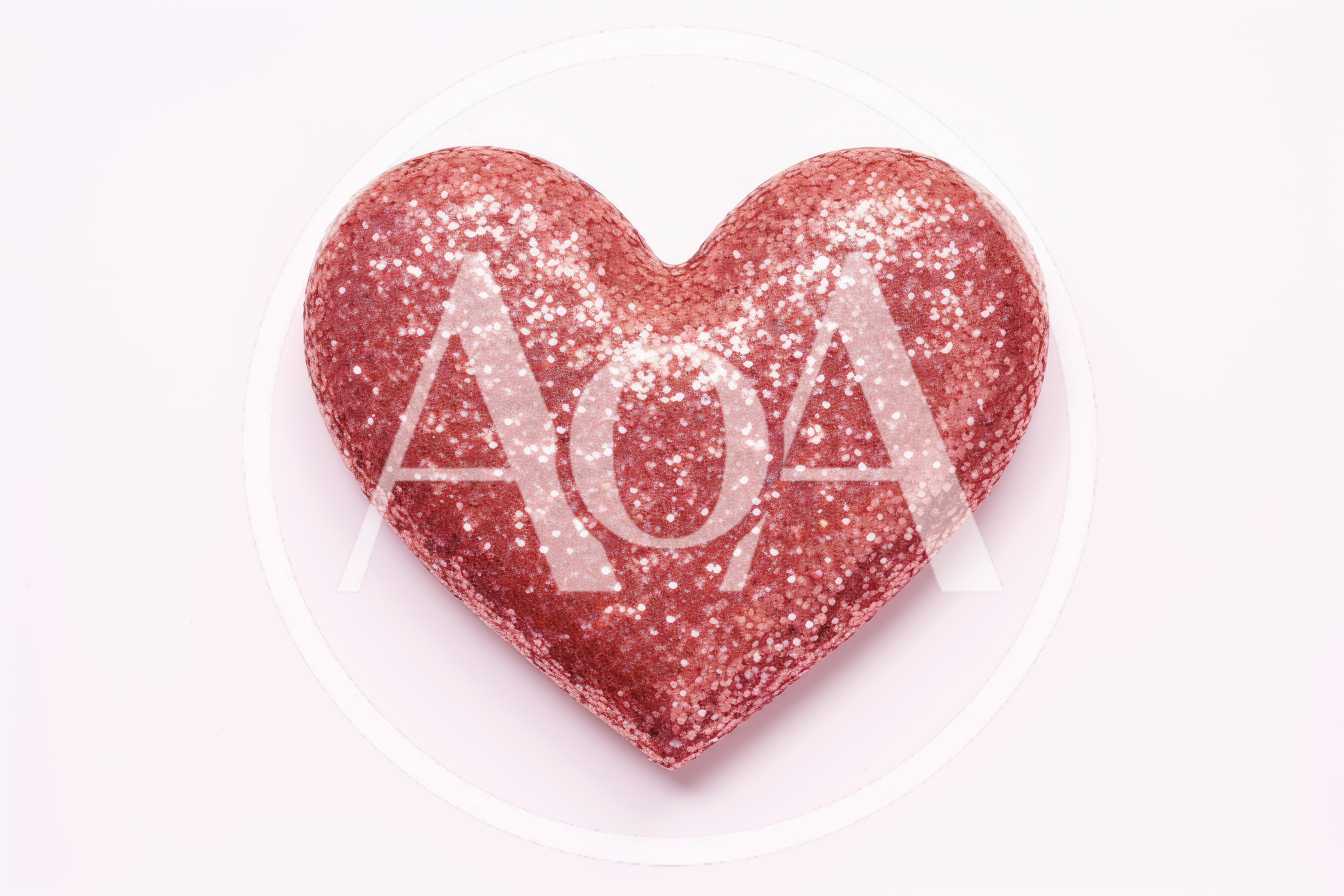 Glittering Red Heart Shape On Pink Background