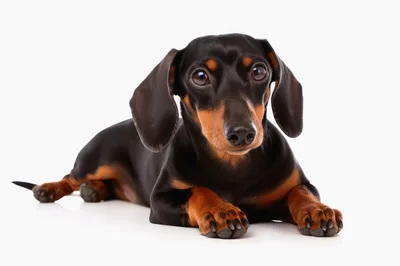 Adorable Black and Tan Dachshund Puppy Lying Down