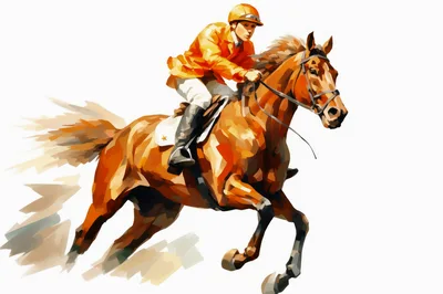 Jockey Riding A Galloping Racehorse