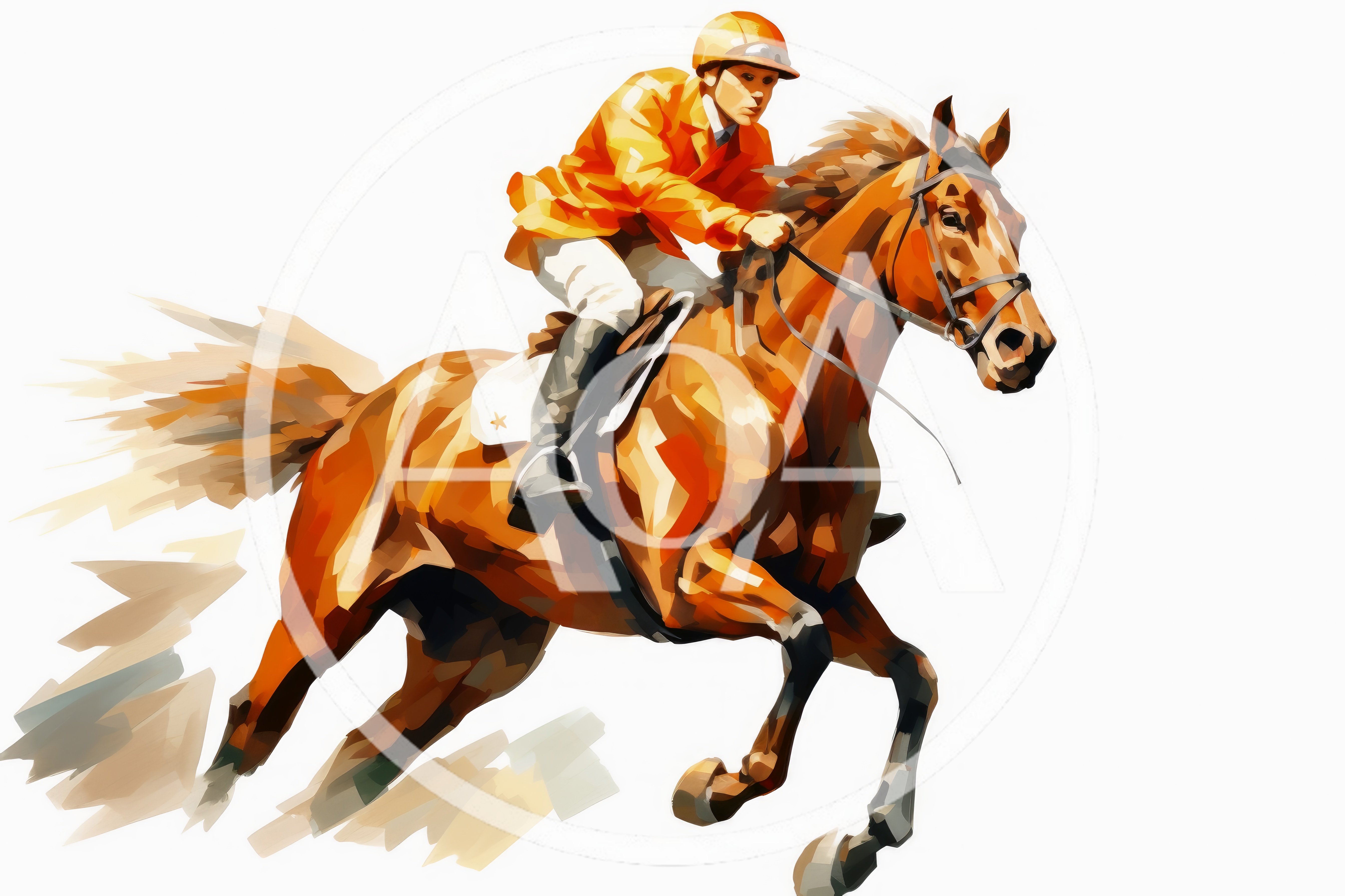 Jockey Riding A Galloping Racehorse