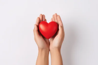 Hands Holding A Red Heart Shape