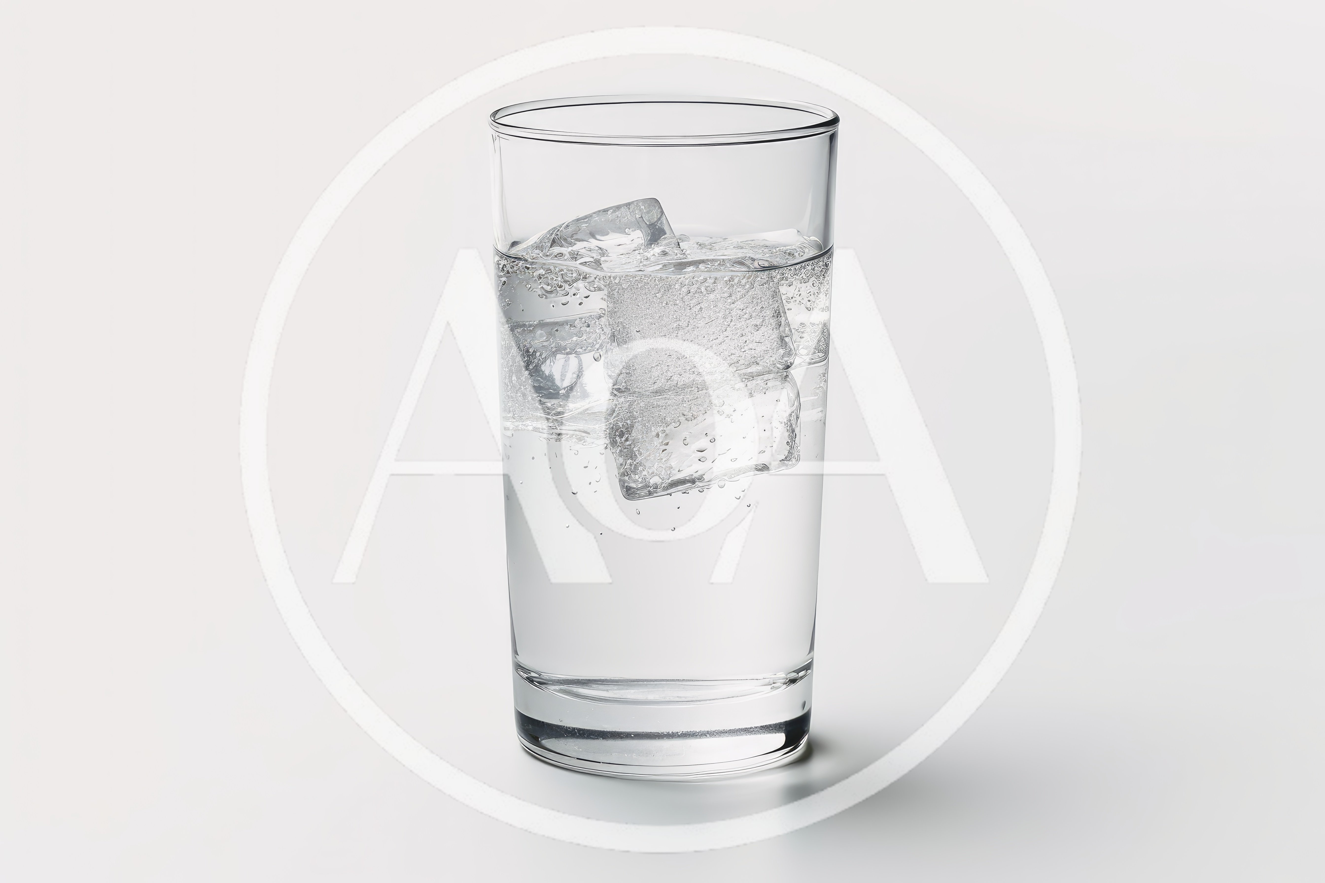 Glass Of Sparkling Water With Ice Cubes