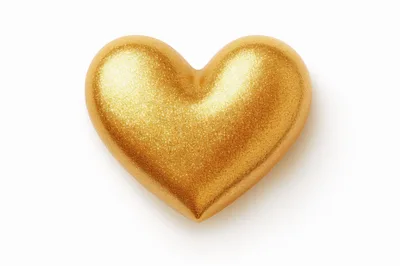 Golden Glittering Heart Shape Isolated On White