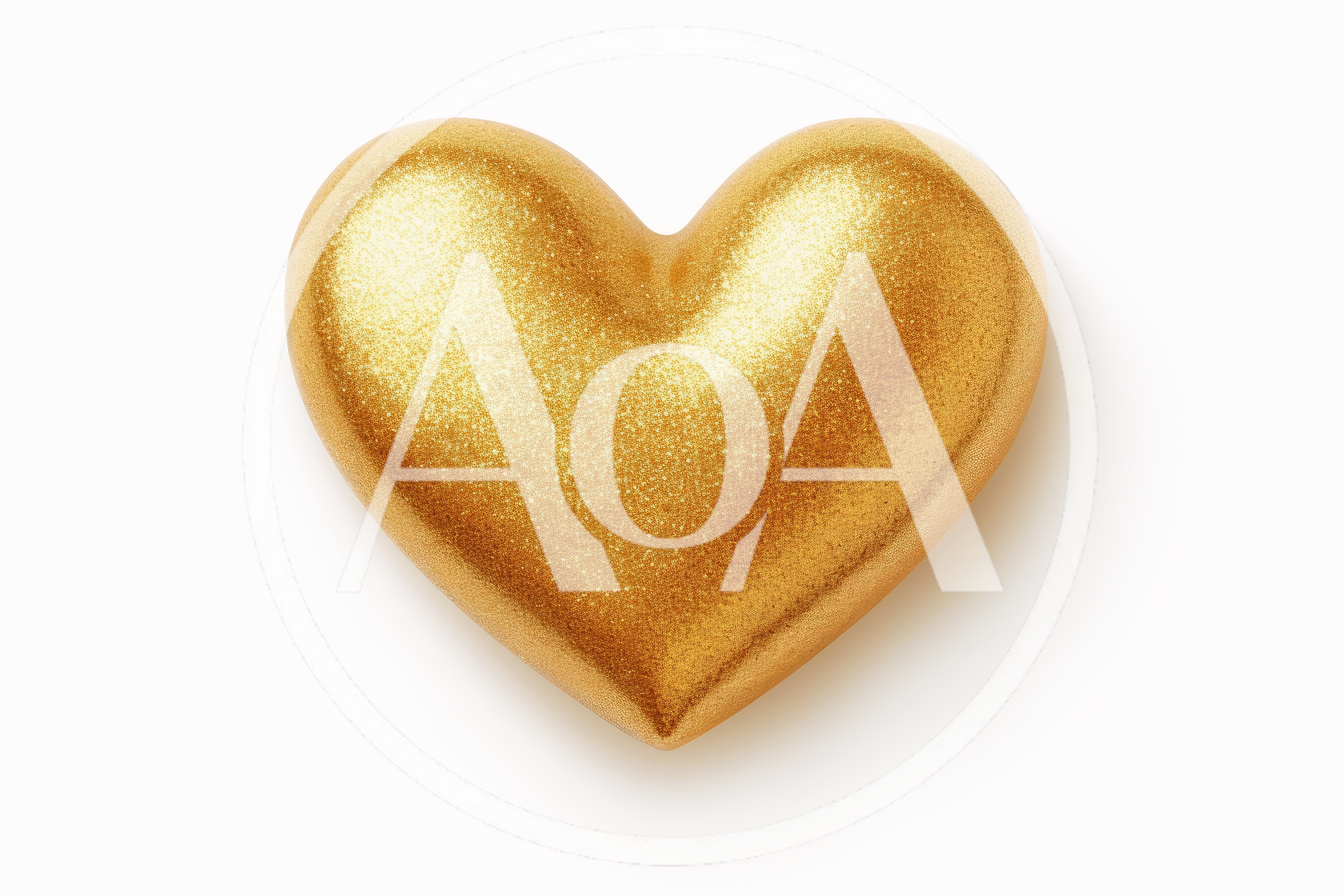 Golden Glittering Heart Shape Isolated On White