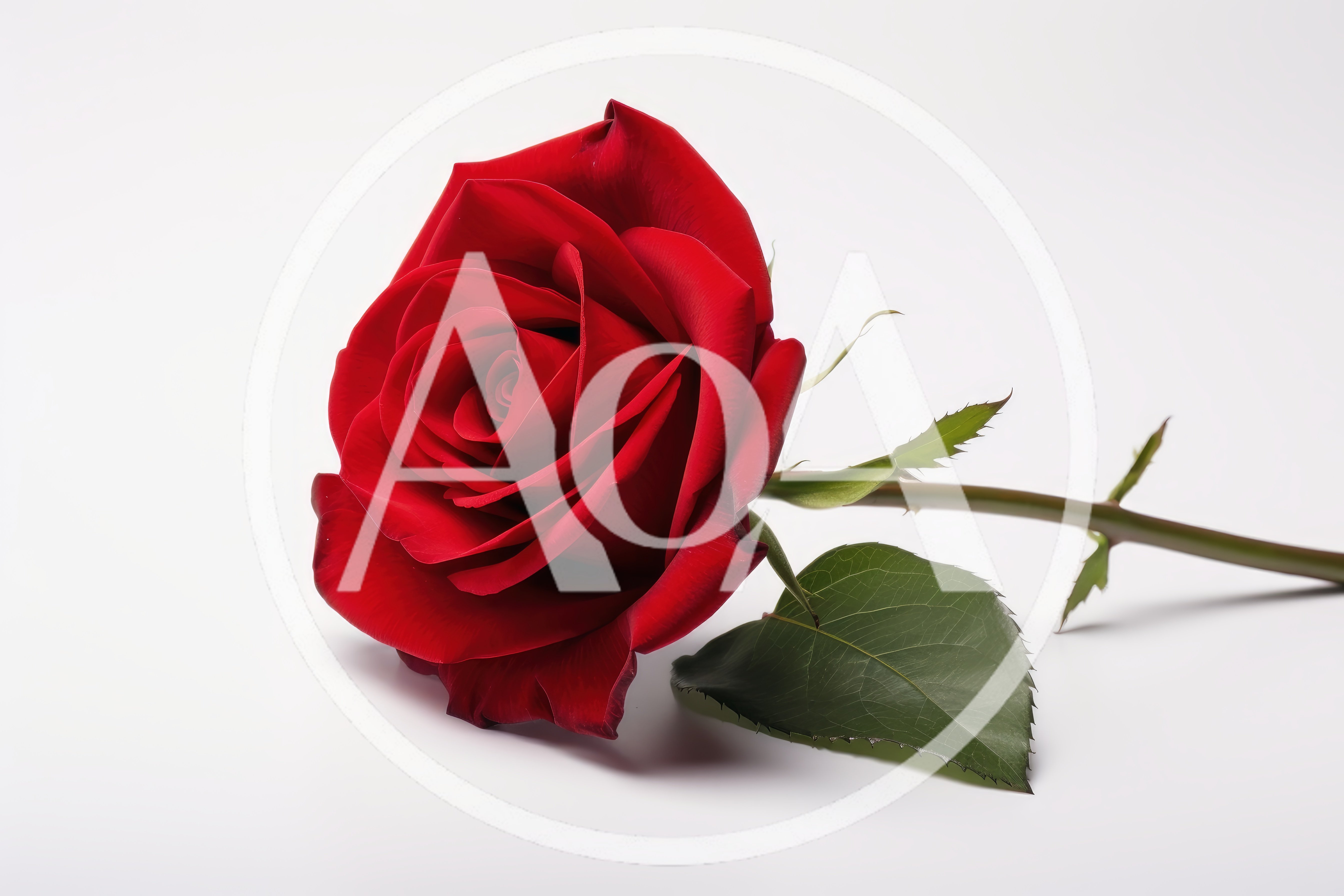Single Vibrant Red Rose on White Background