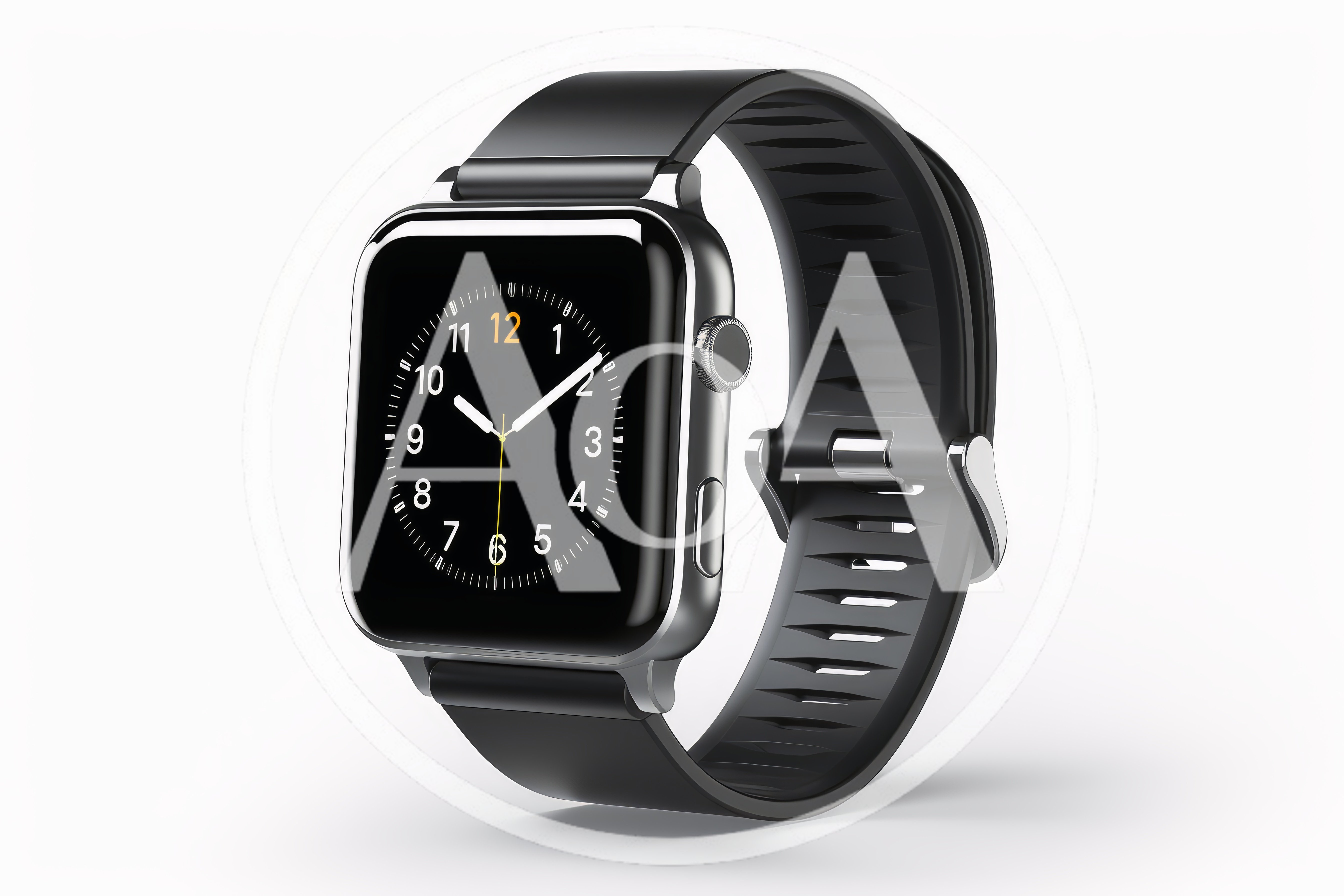 Modern Smartwatch With Black Silicone Band