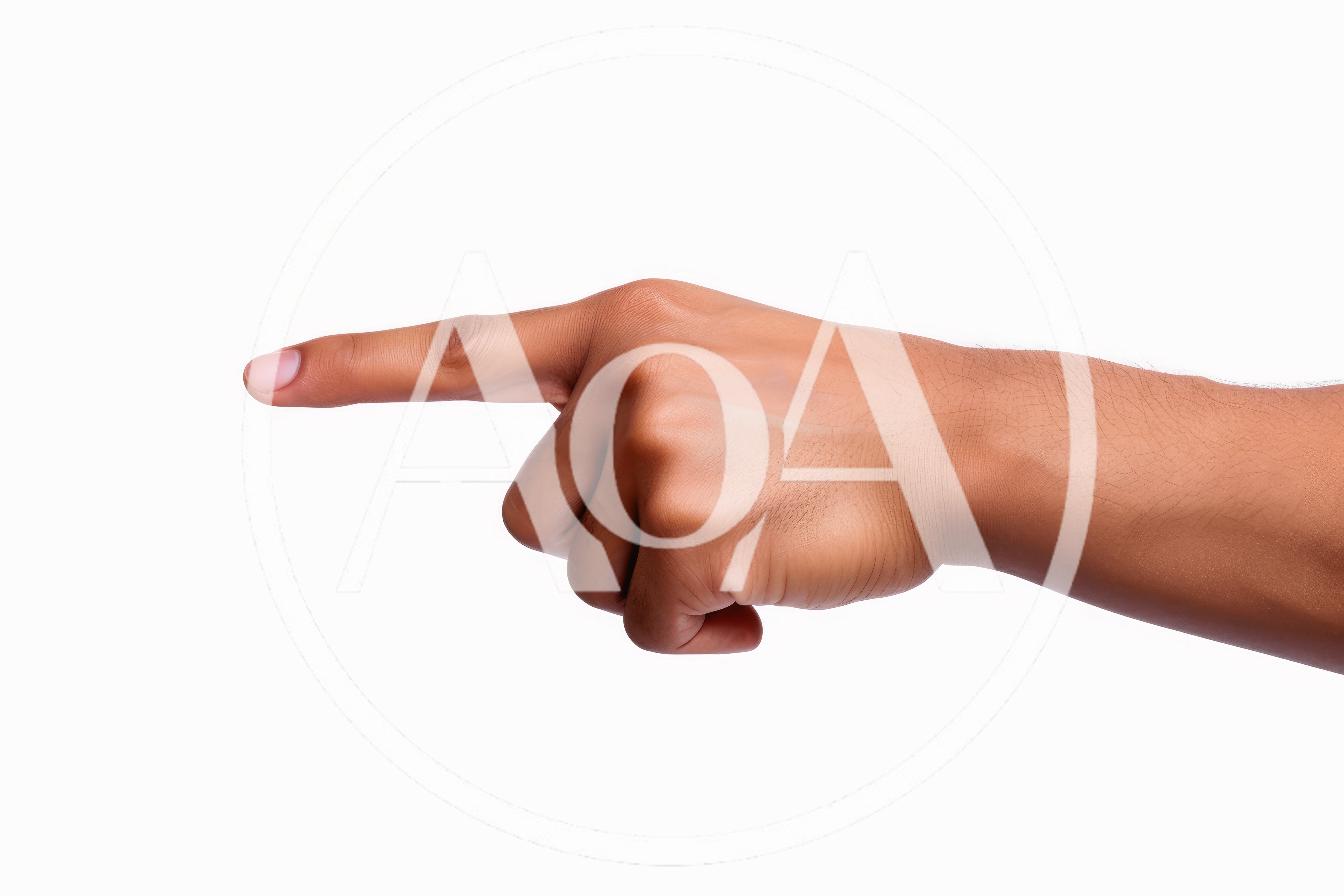 Human Hand Pointing Left Isolated On White Background