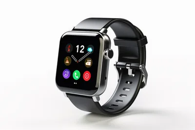 Modern Black Smartwatch With Digital Interface