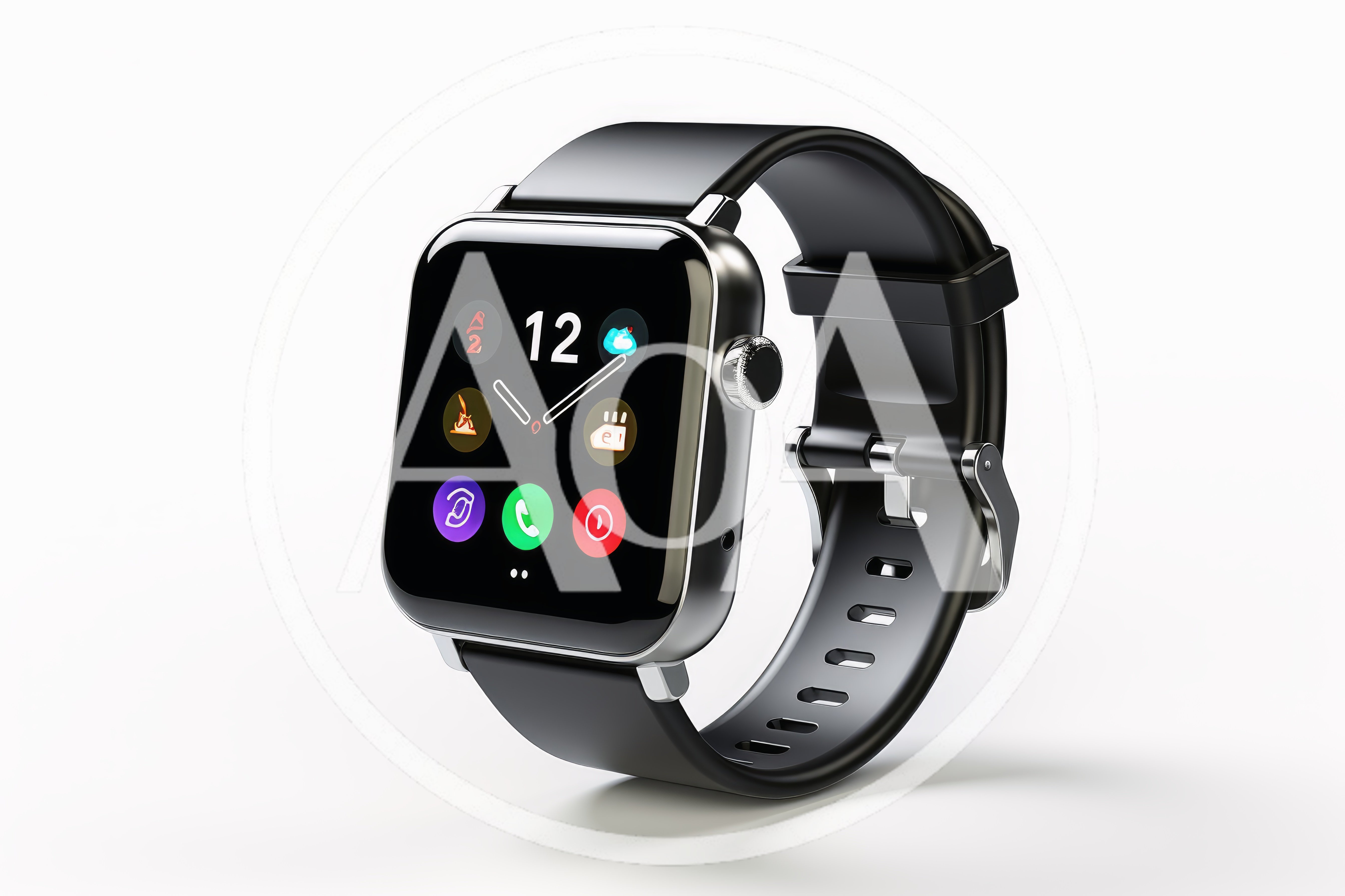 Modern Black Smartwatch With Digital Interface