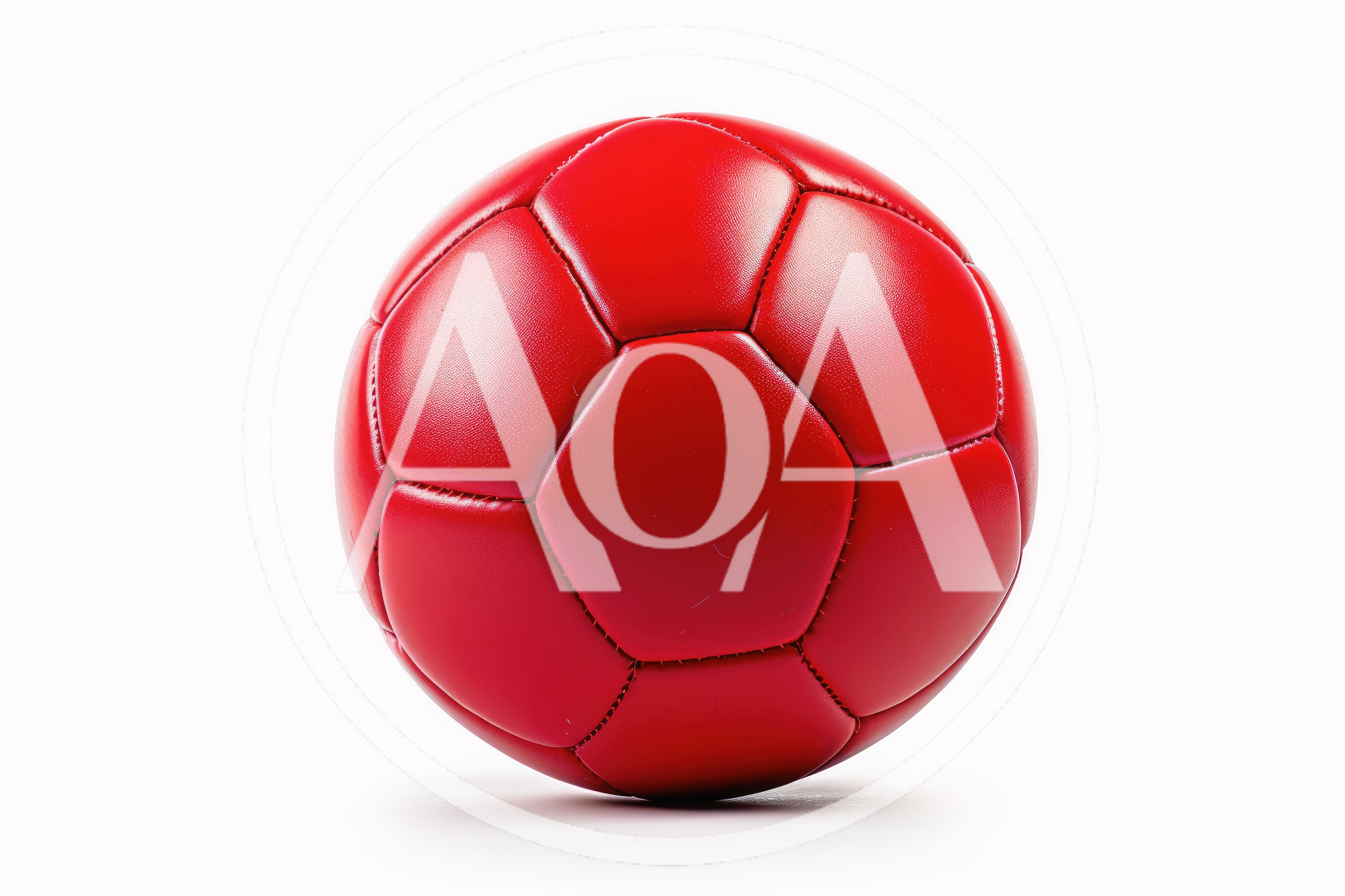 Vibrant Red Soccer Ball Isolated On White Background