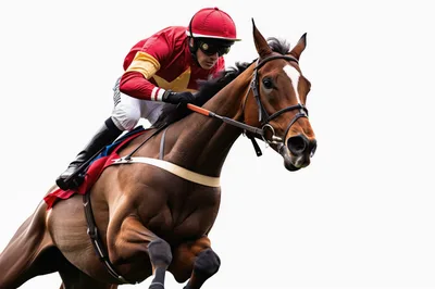 Jockey Riding A Thoroughbred Racehorse In Full Gallop