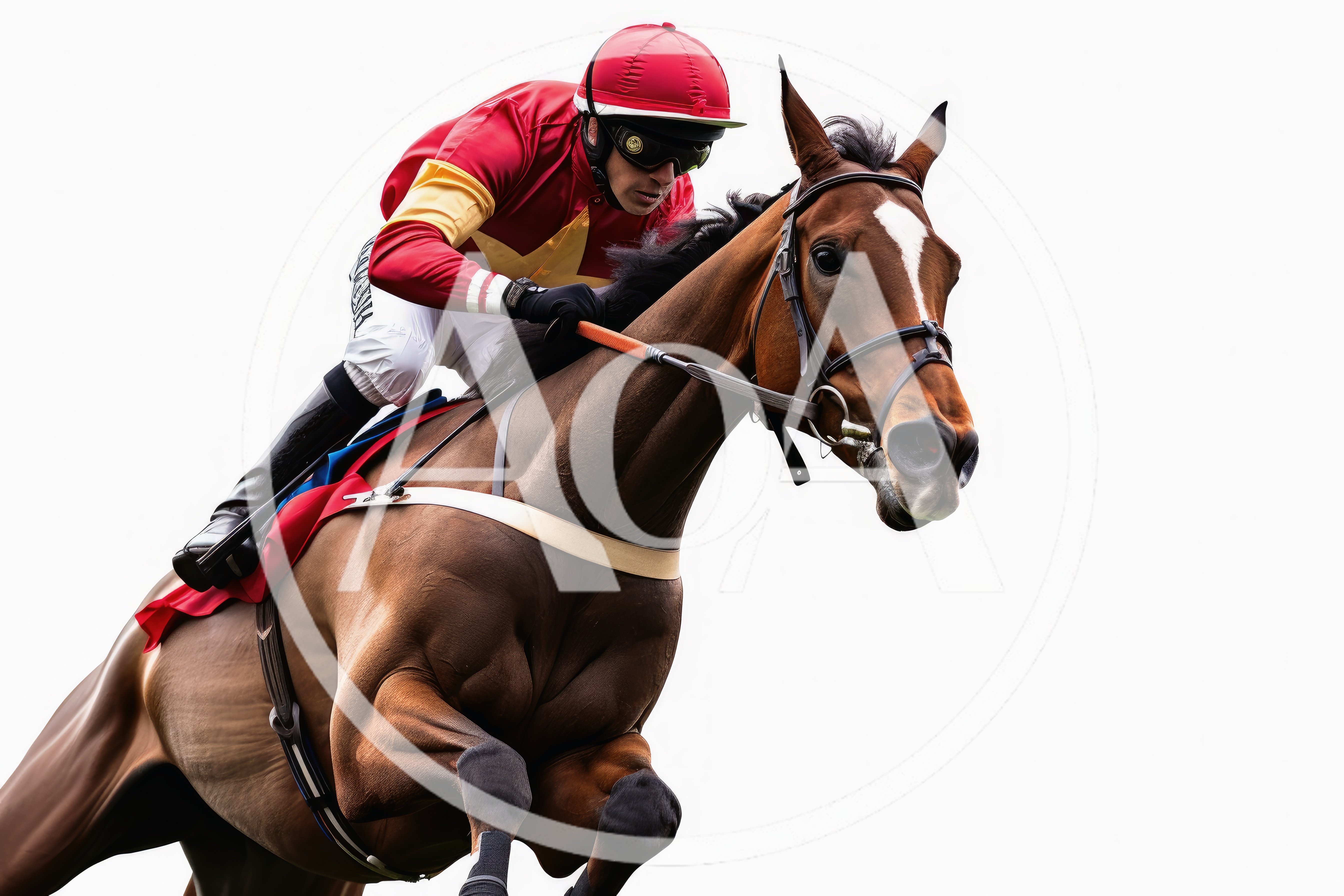 Jockey Riding A Thoroughbred Racehorse In Full Gallop