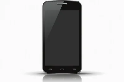 Black Smartphone With Blank Screen On White Background
