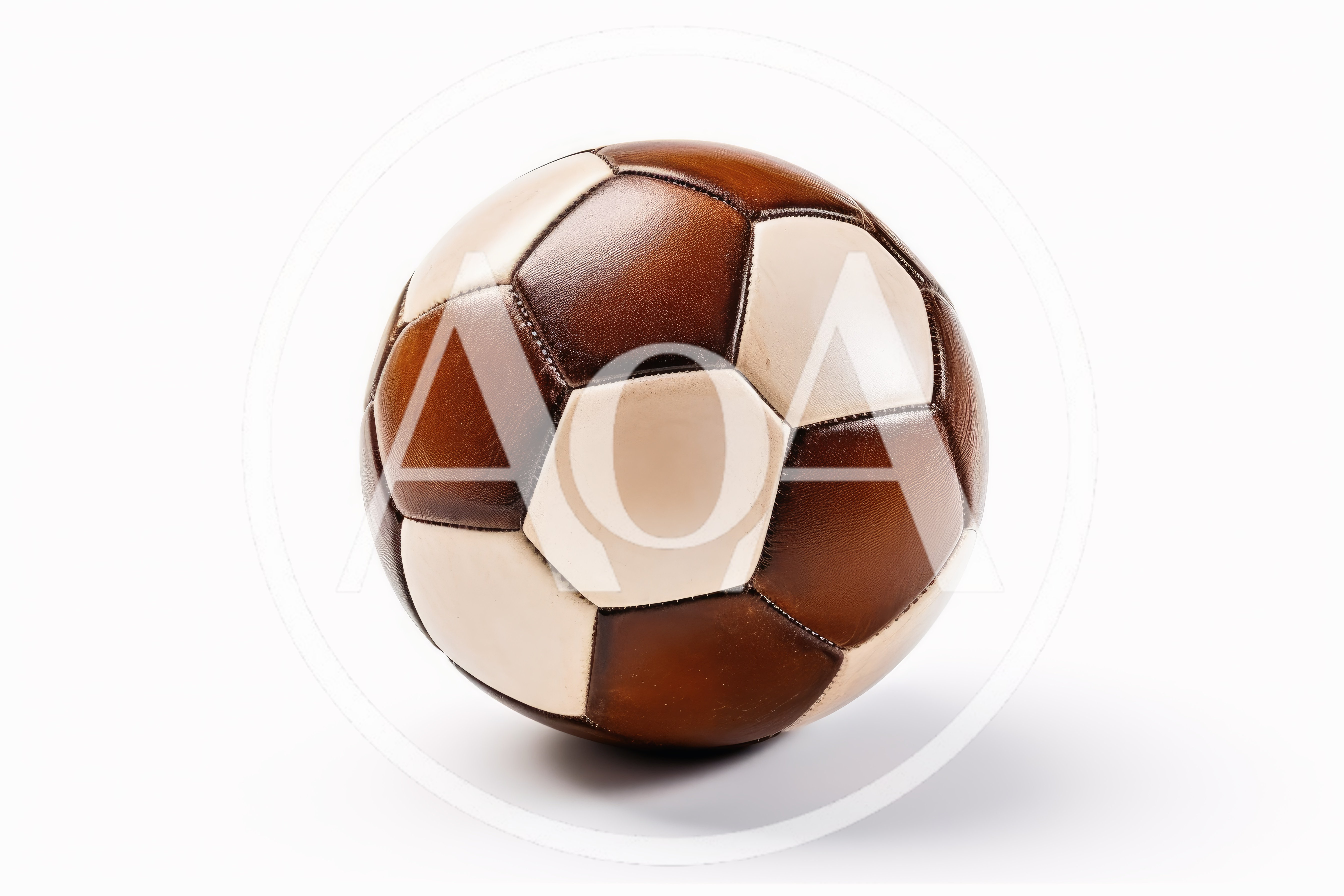 Vintage Brown And Cream Leather Soccer Ball
