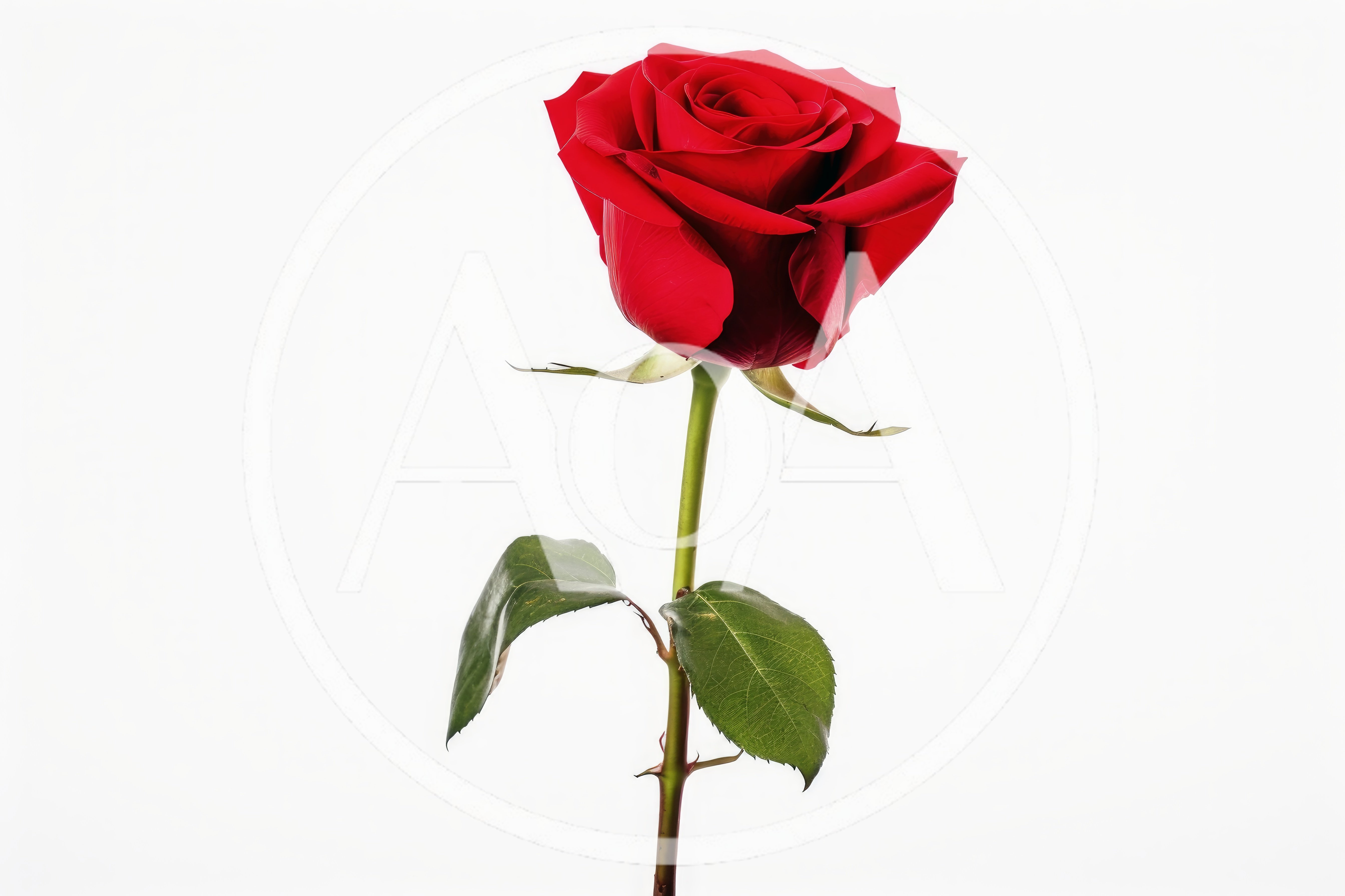 Single Red Rose Isolated On White Background