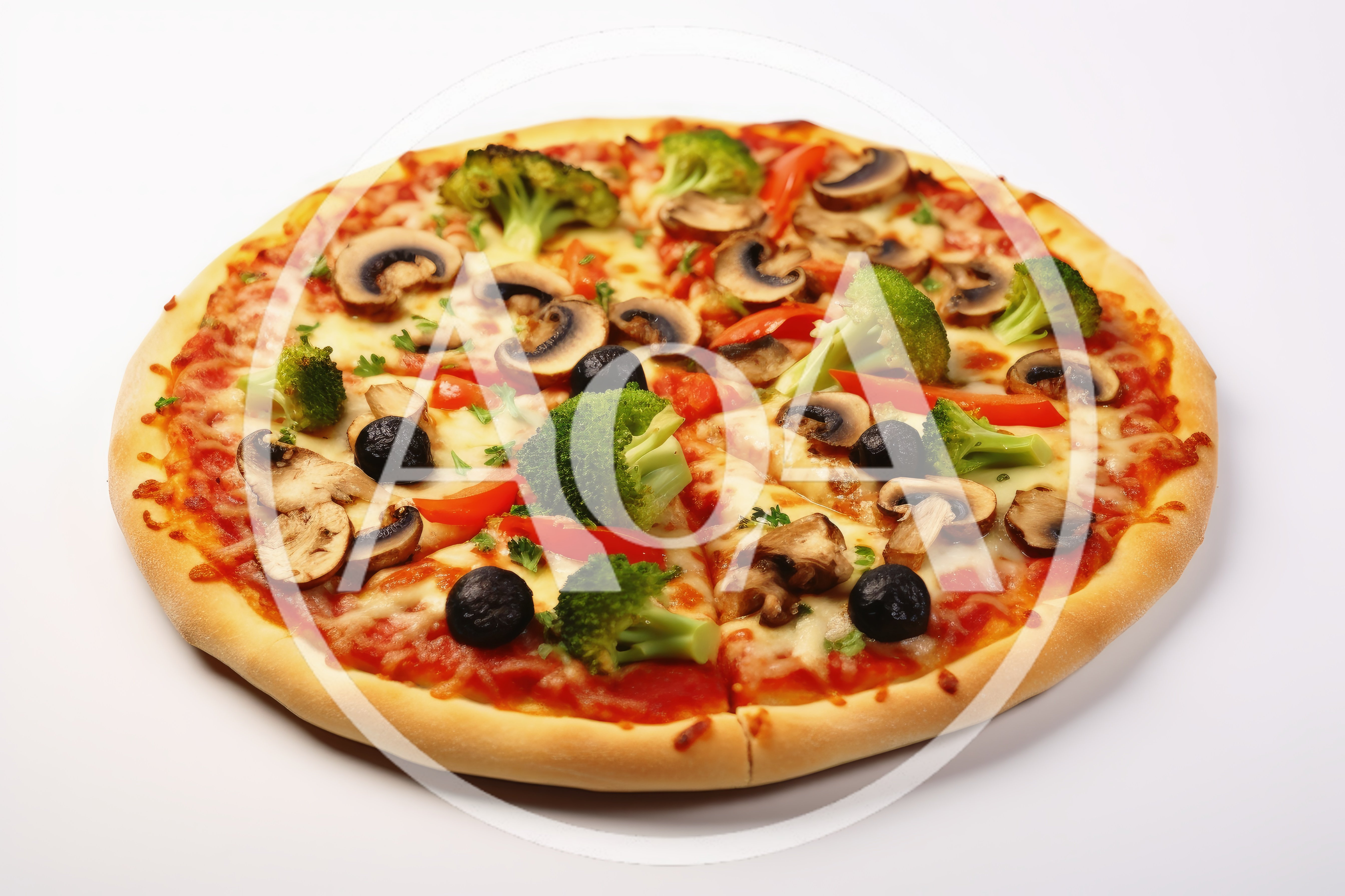 Vegetarian Pizza With Broccoli Mushrooms And Olives