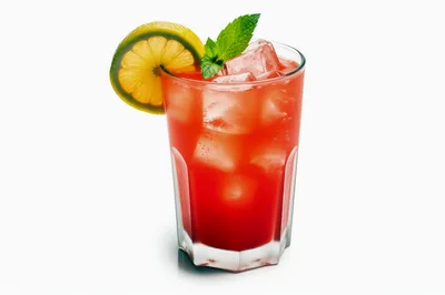 Refreshing Red Cocktail With Lemon And Mint