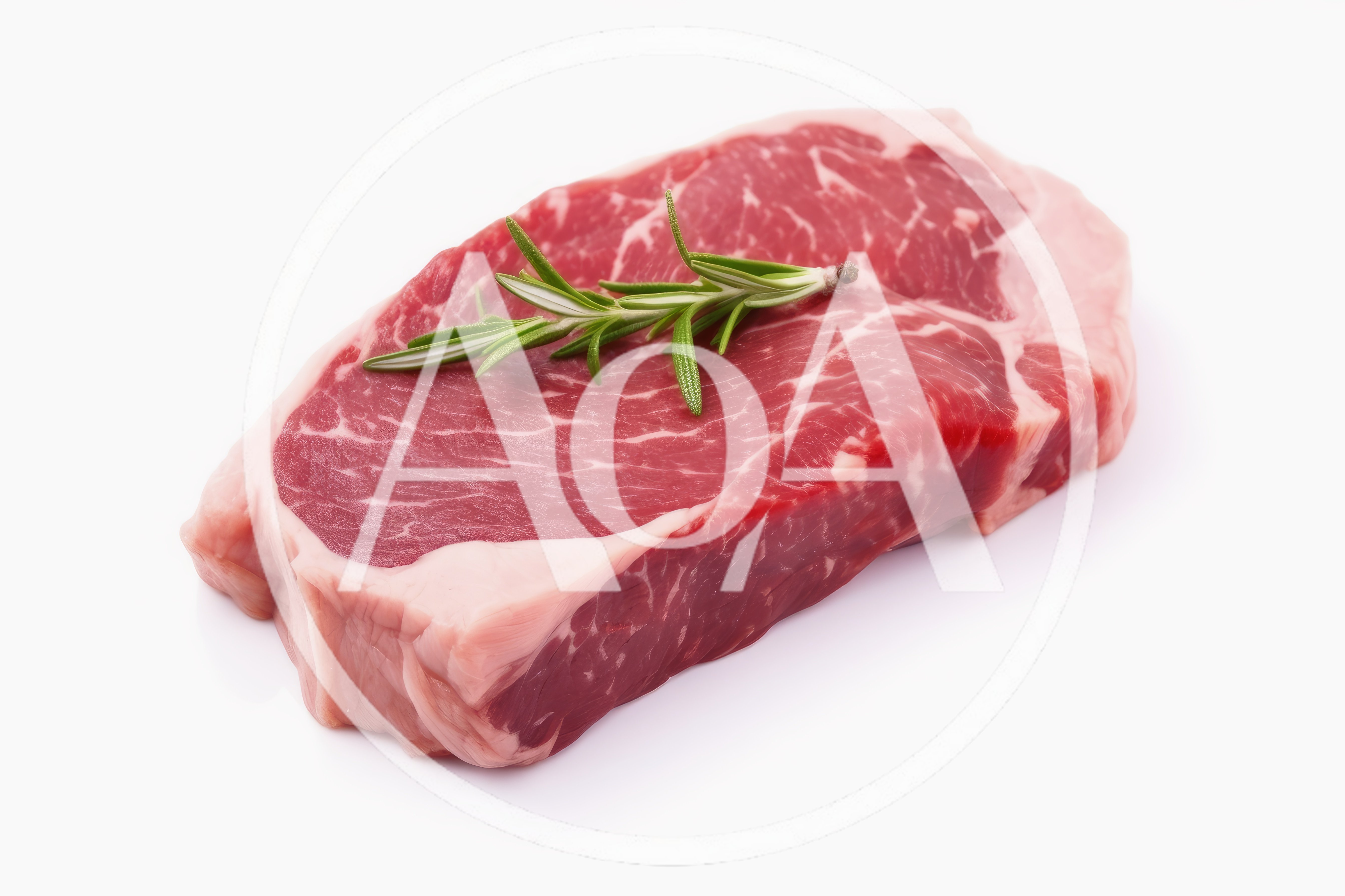 Raw Beef Ribeye Steak With Fresh Rosemary Sprig