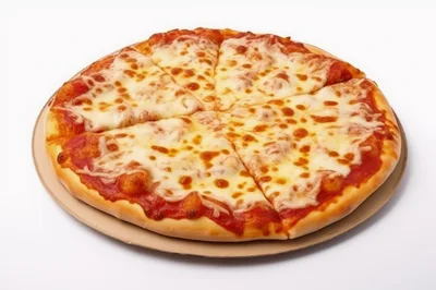 Freshly Baked Cheese Pizza On A Cardboard Base