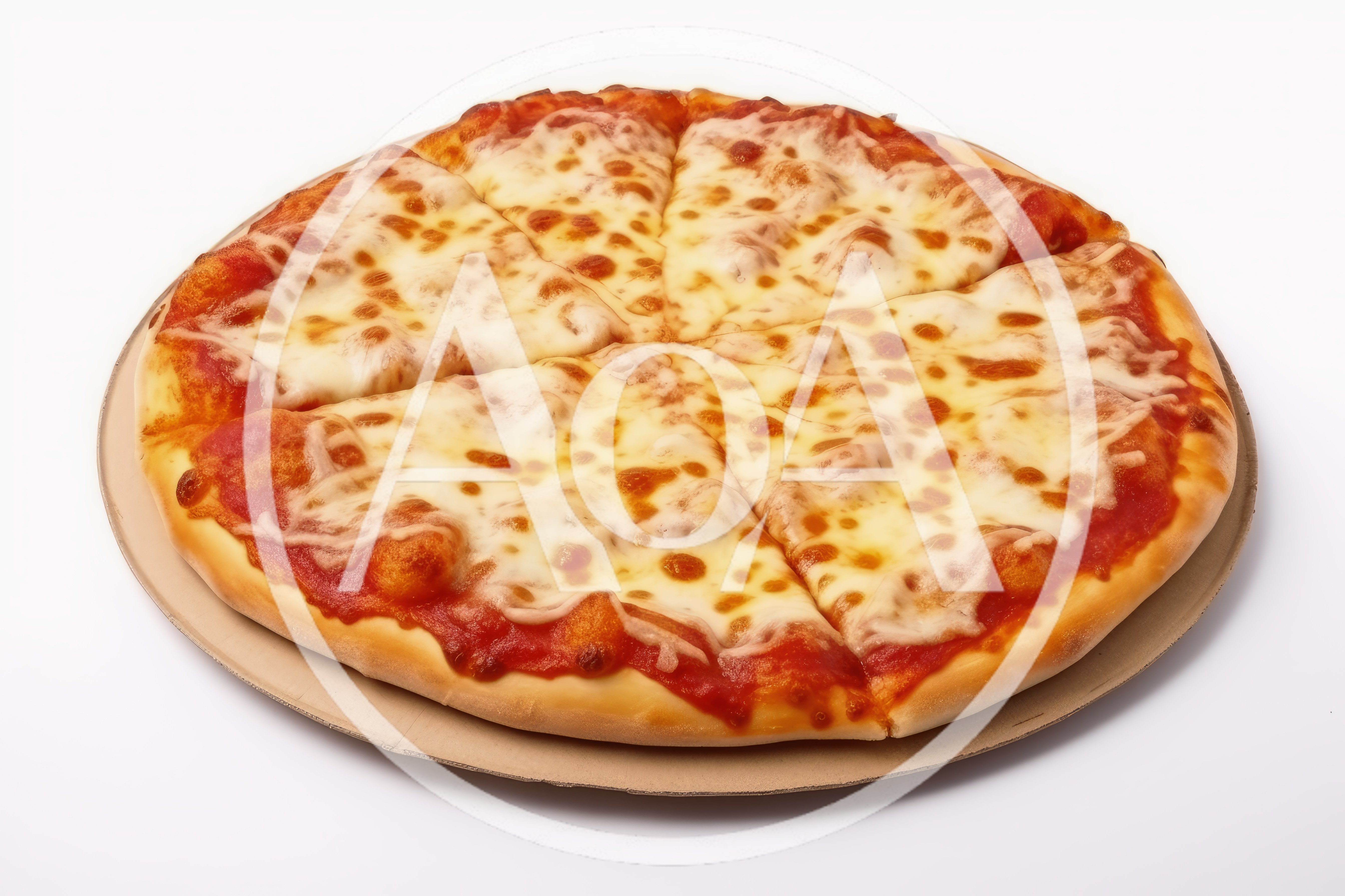 Freshly Baked Cheese Pizza On A Cardboard Base