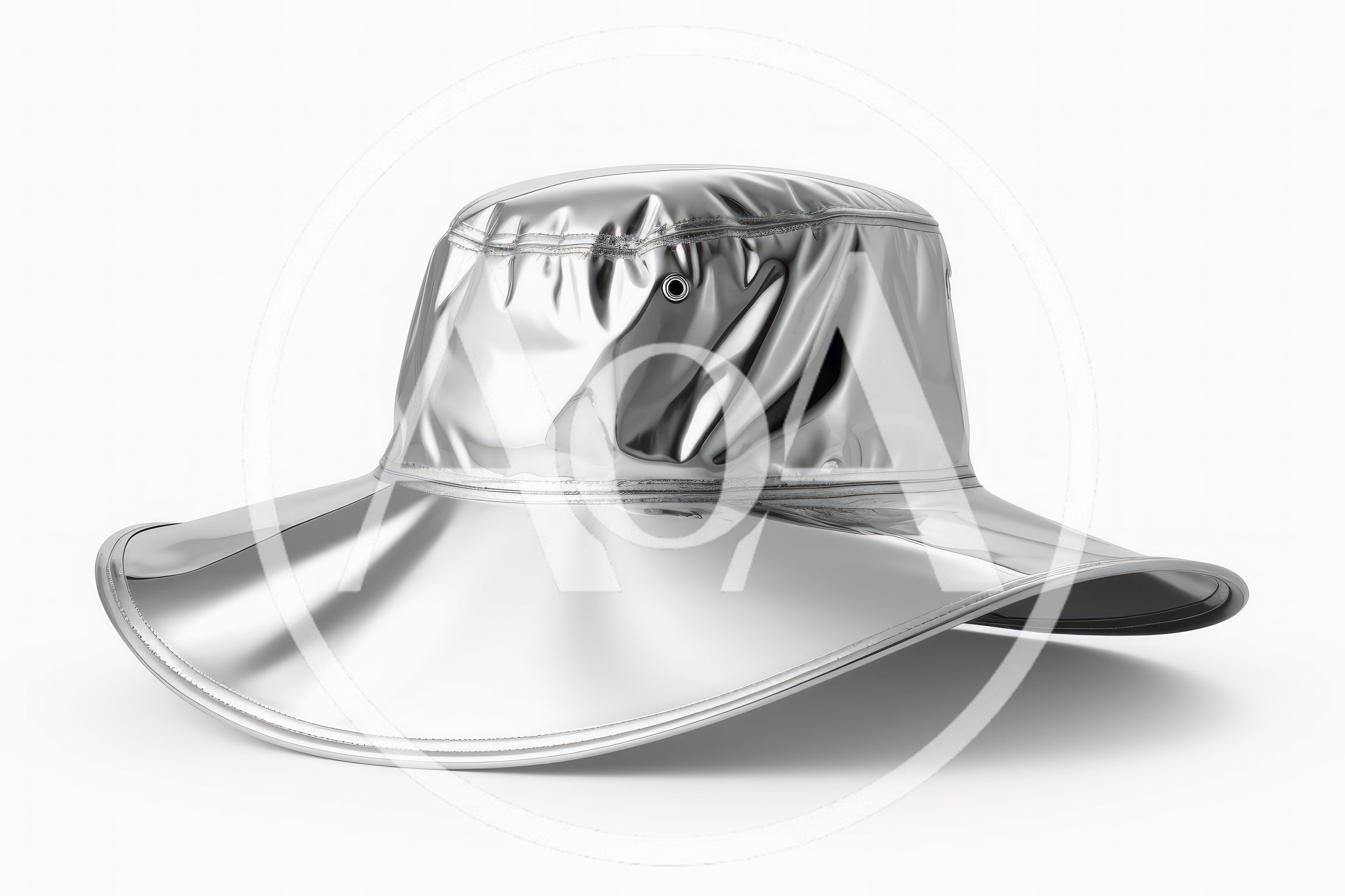 Metallic Silver Bucket Hat Isolated On White Background
