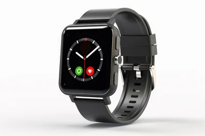 Modern Black Smartwatch With Silicone Strap