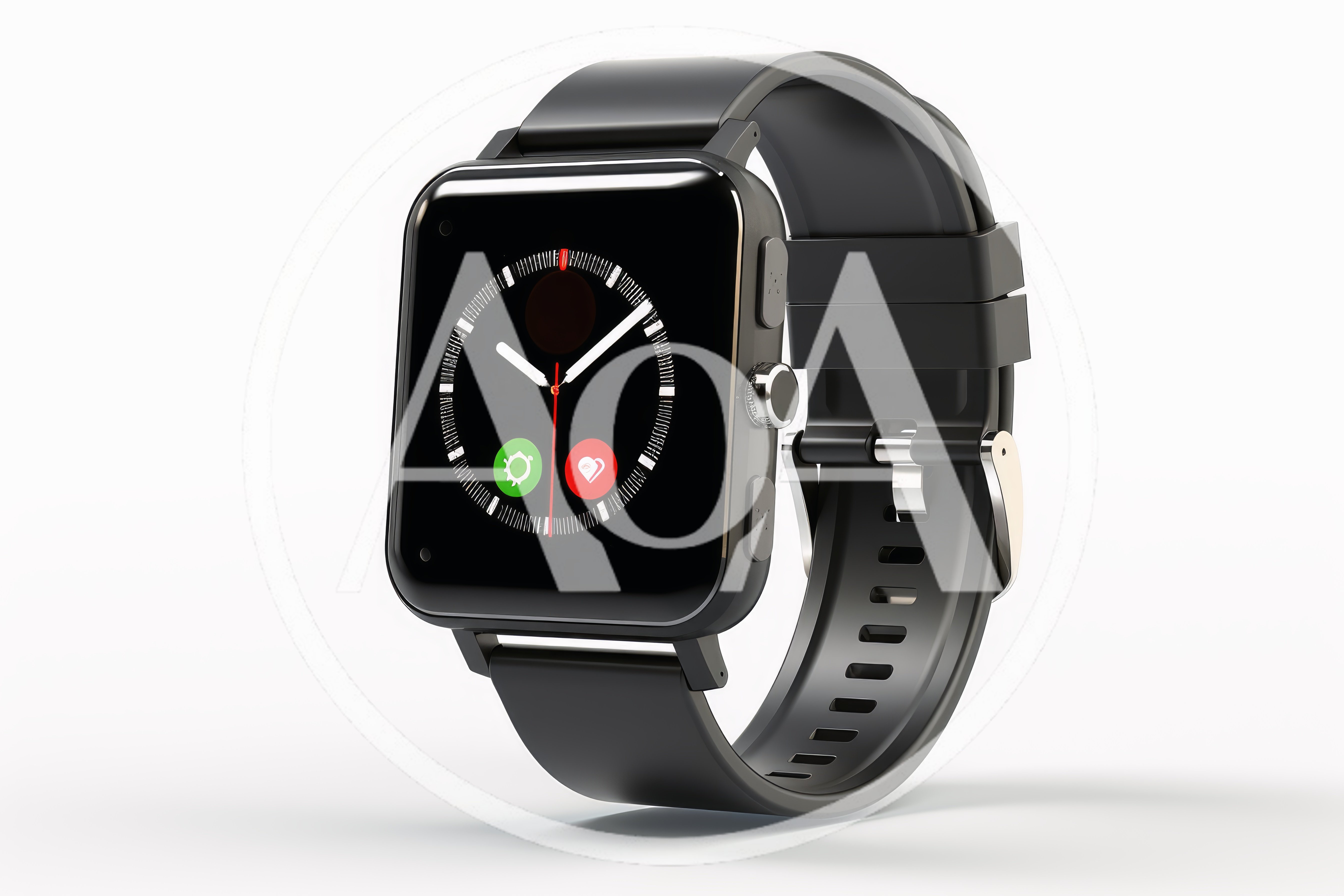 Modern Black Smartwatch With Silicone Strap
