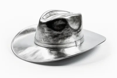 Metallic Silver Cowboy Hat Isolated On White Background