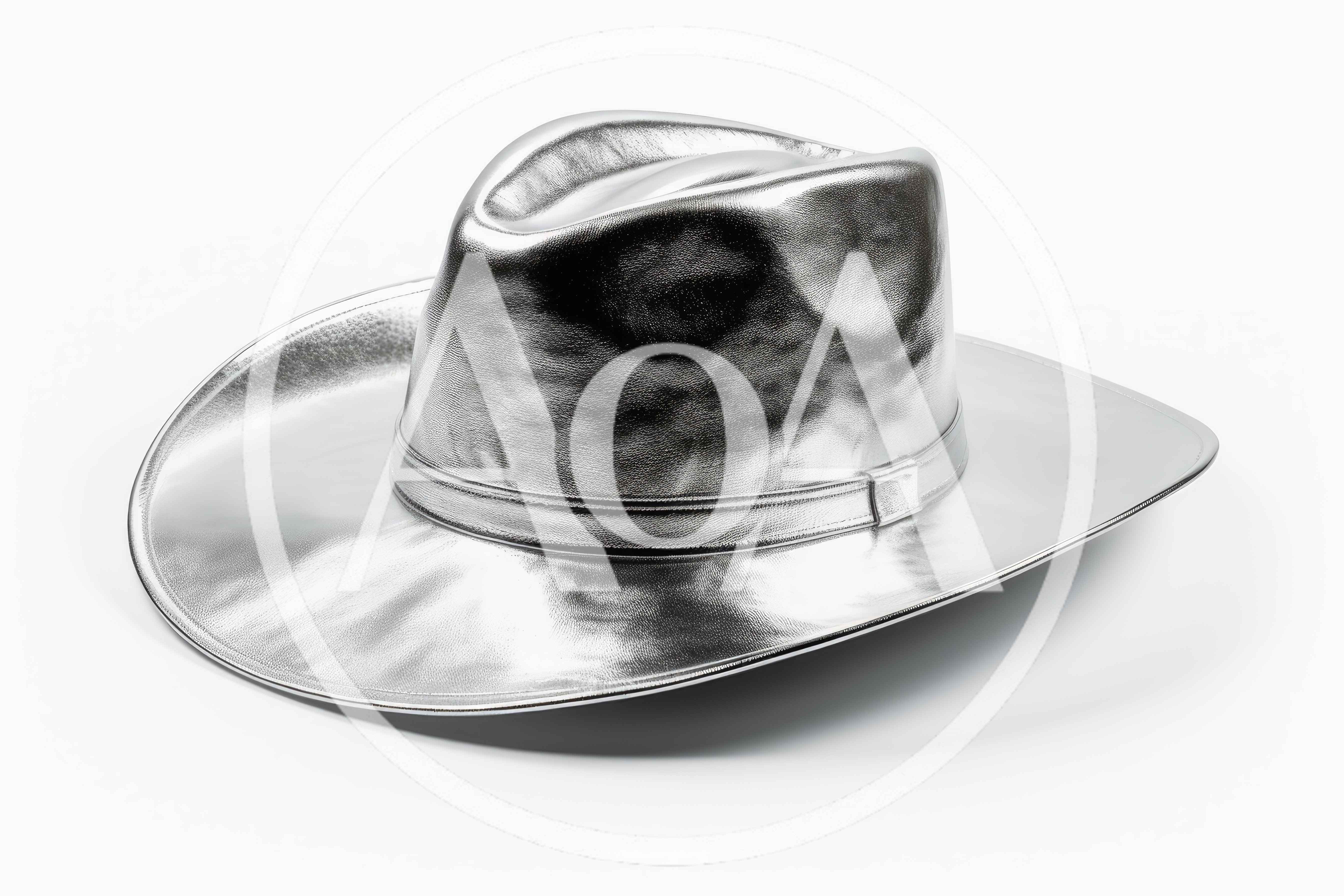 Metallic Silver Cowboy Hat Isolated On White Background