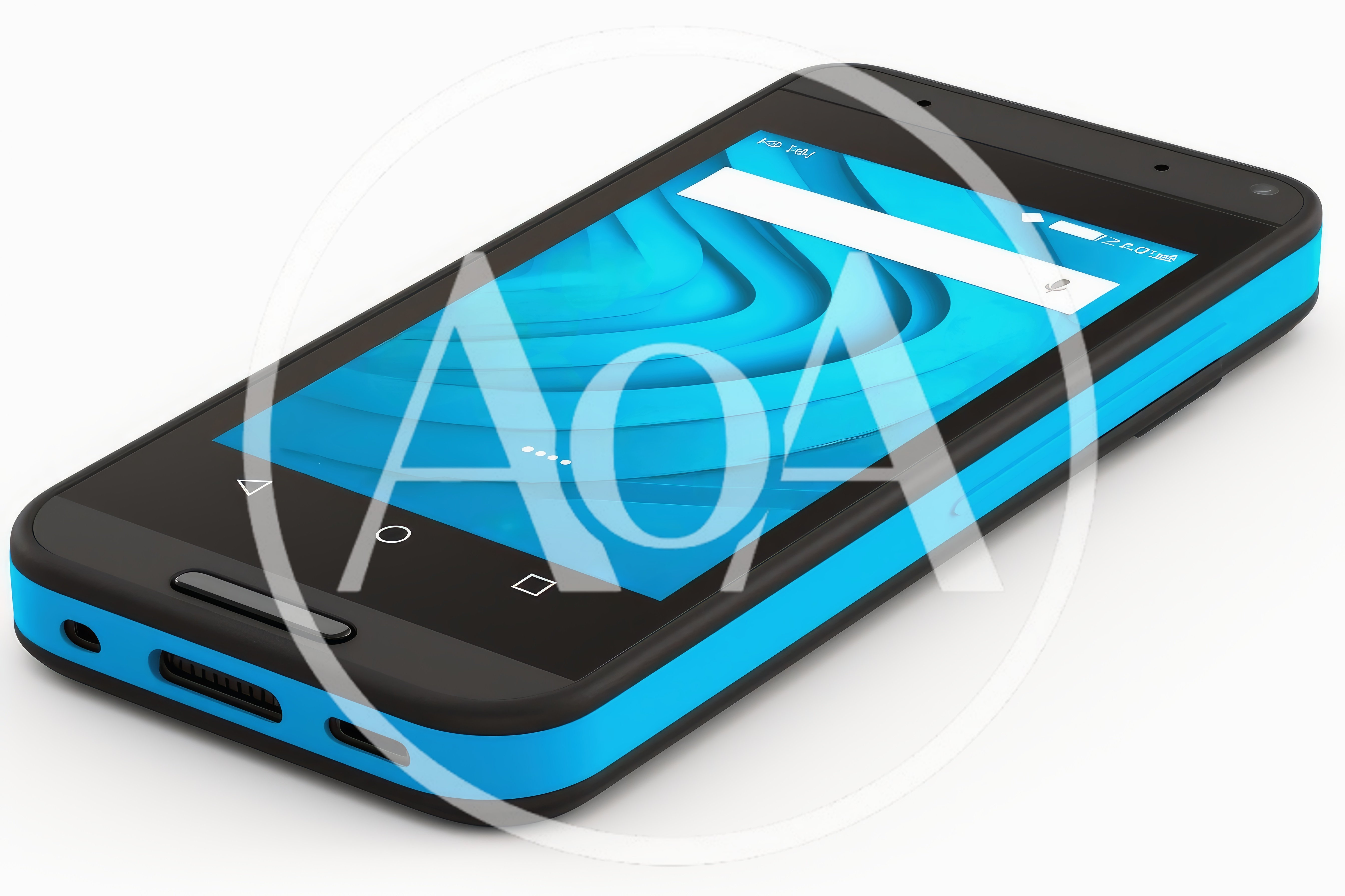 Modern Smartphone With Blue Protective Case On White Background
