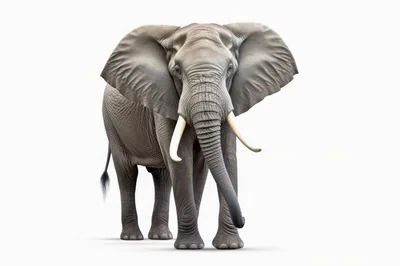 Majestic African Elephant Standing Against White Background