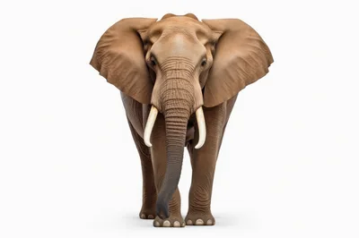 Majestic African Elephant Standing Against White Background