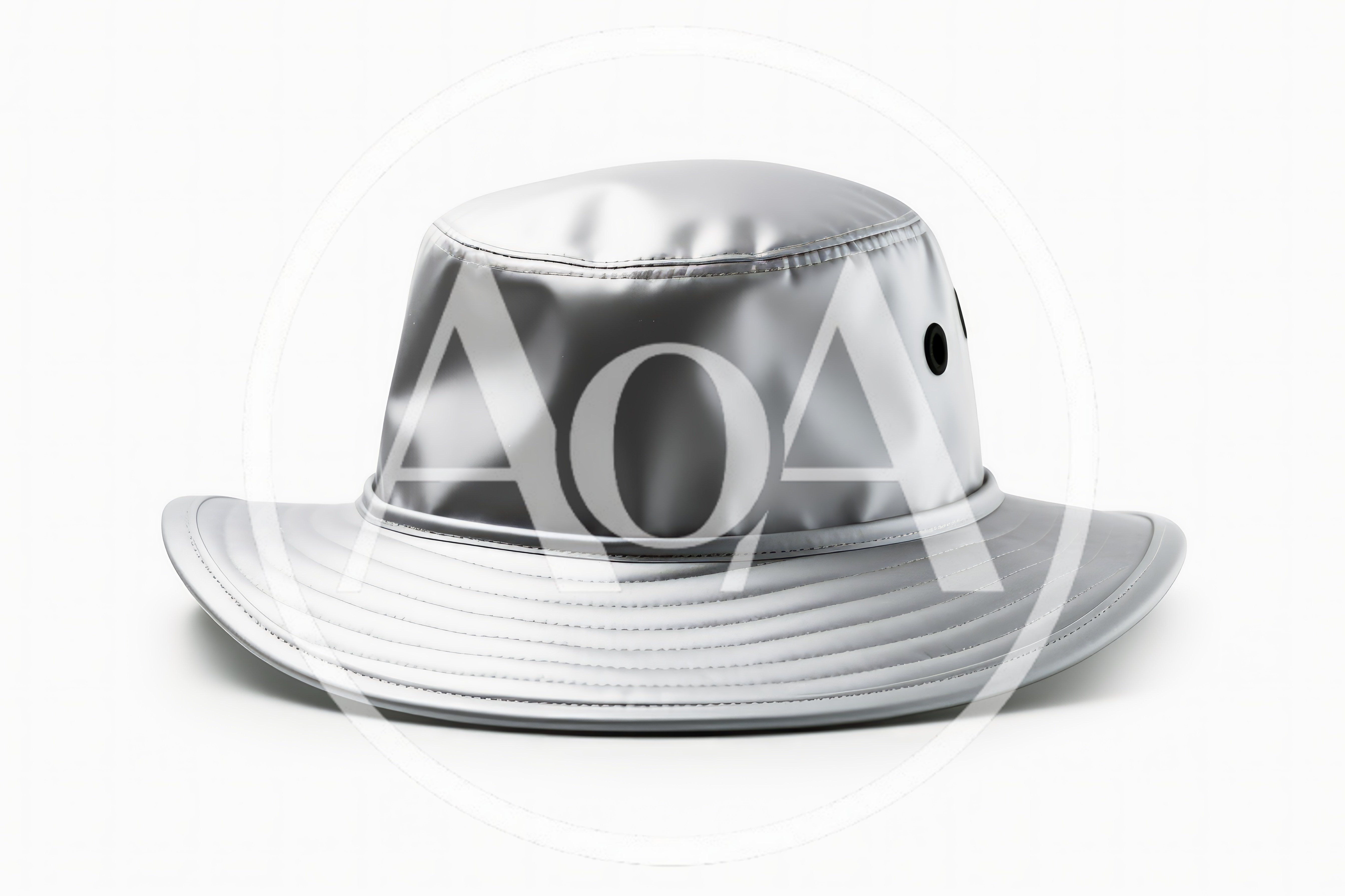 Silver Metallic Bucket Hat Isolated On White Background