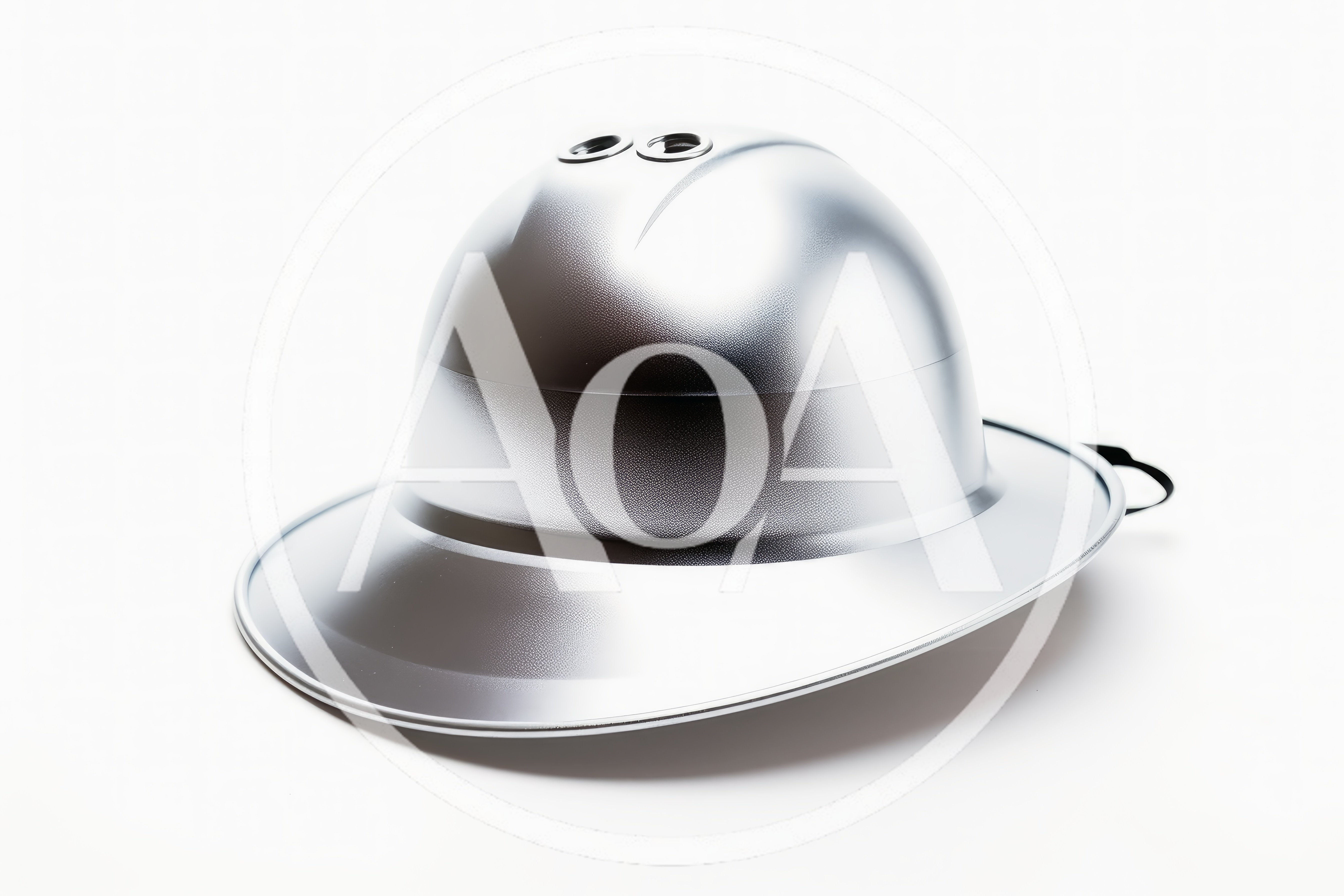 Metallic Silver Pith Helmet Isolated On White Background
