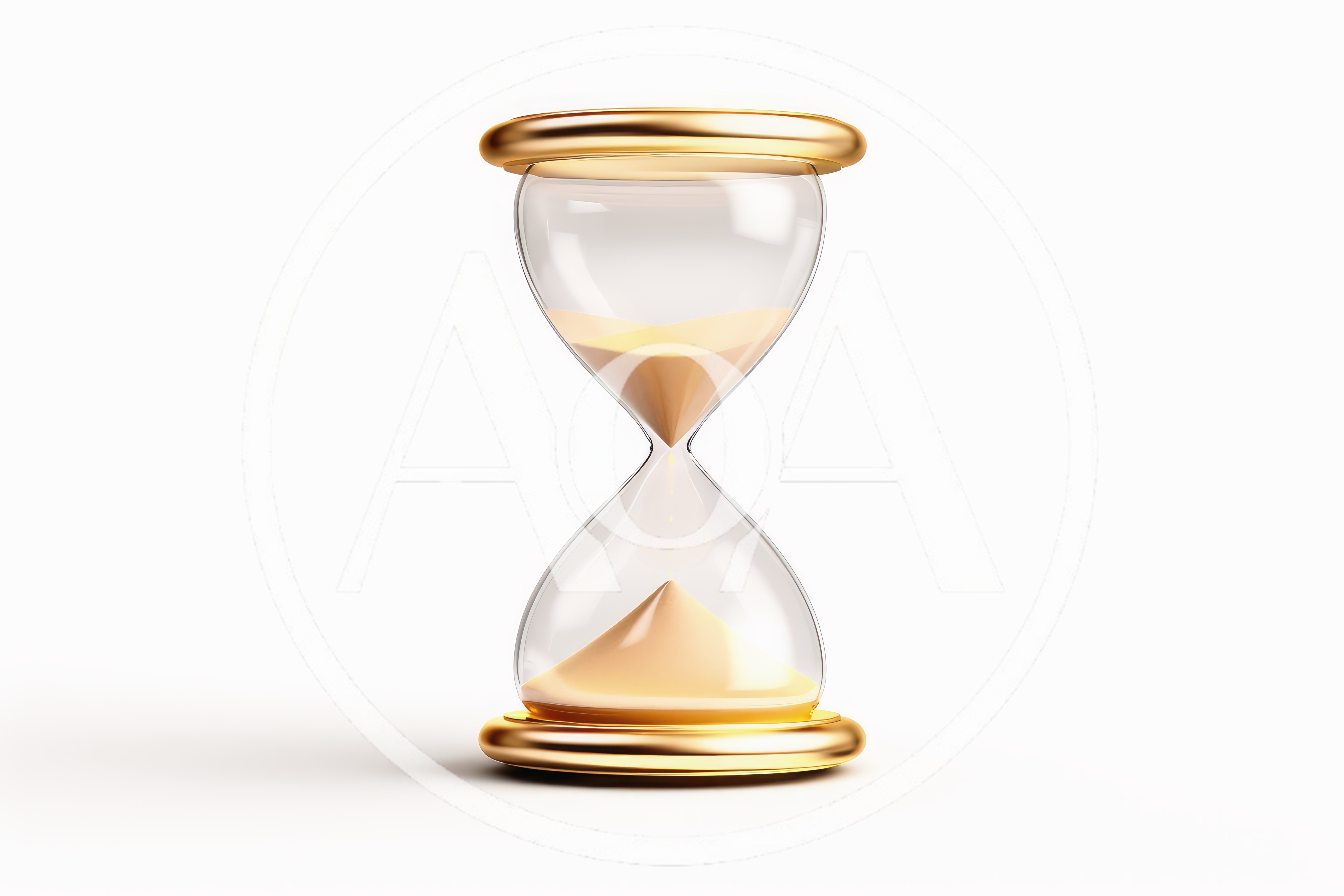 Golden Hourglass With Flowing Sand On White Background